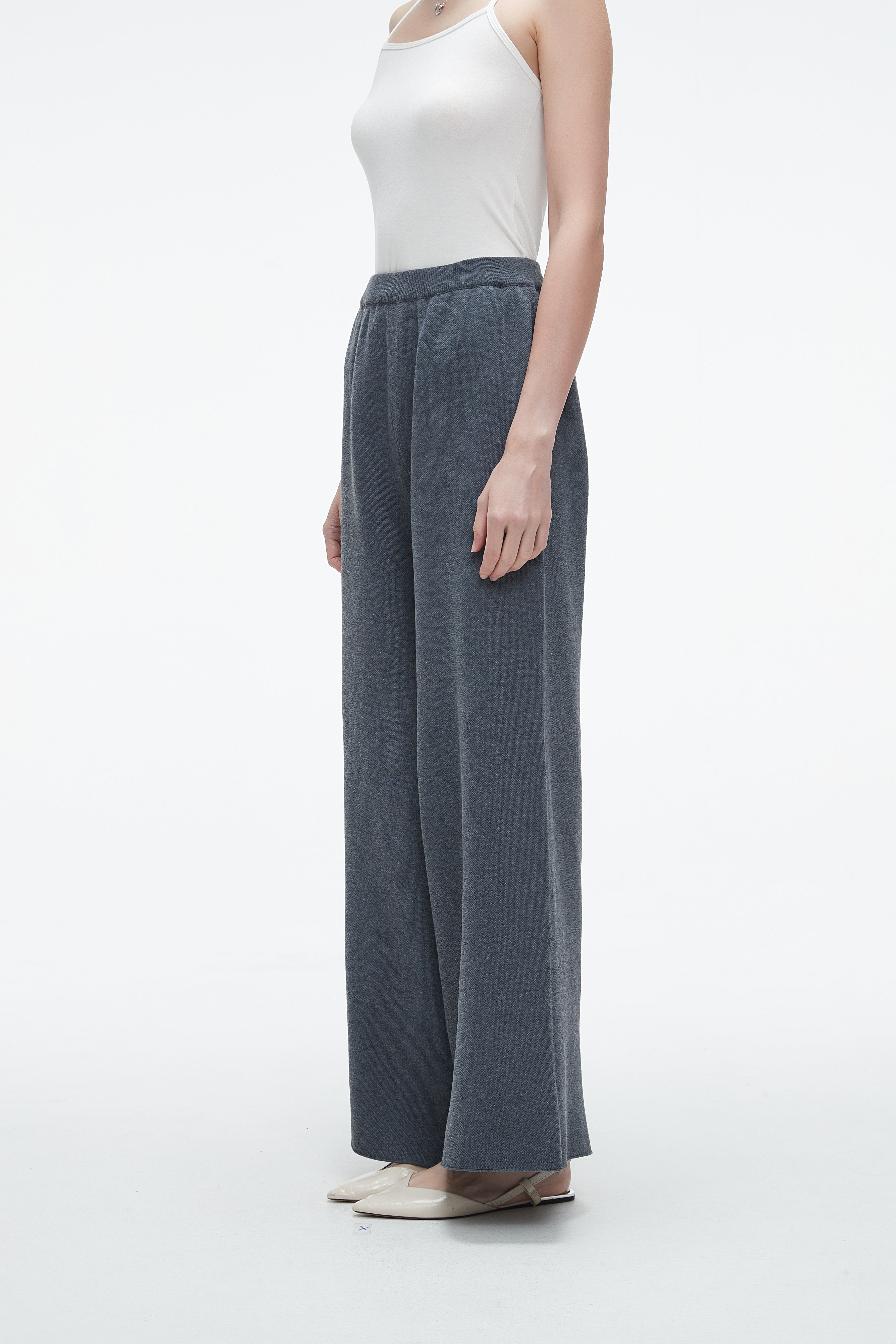 Yola Plain Long Wide-Leg Pants