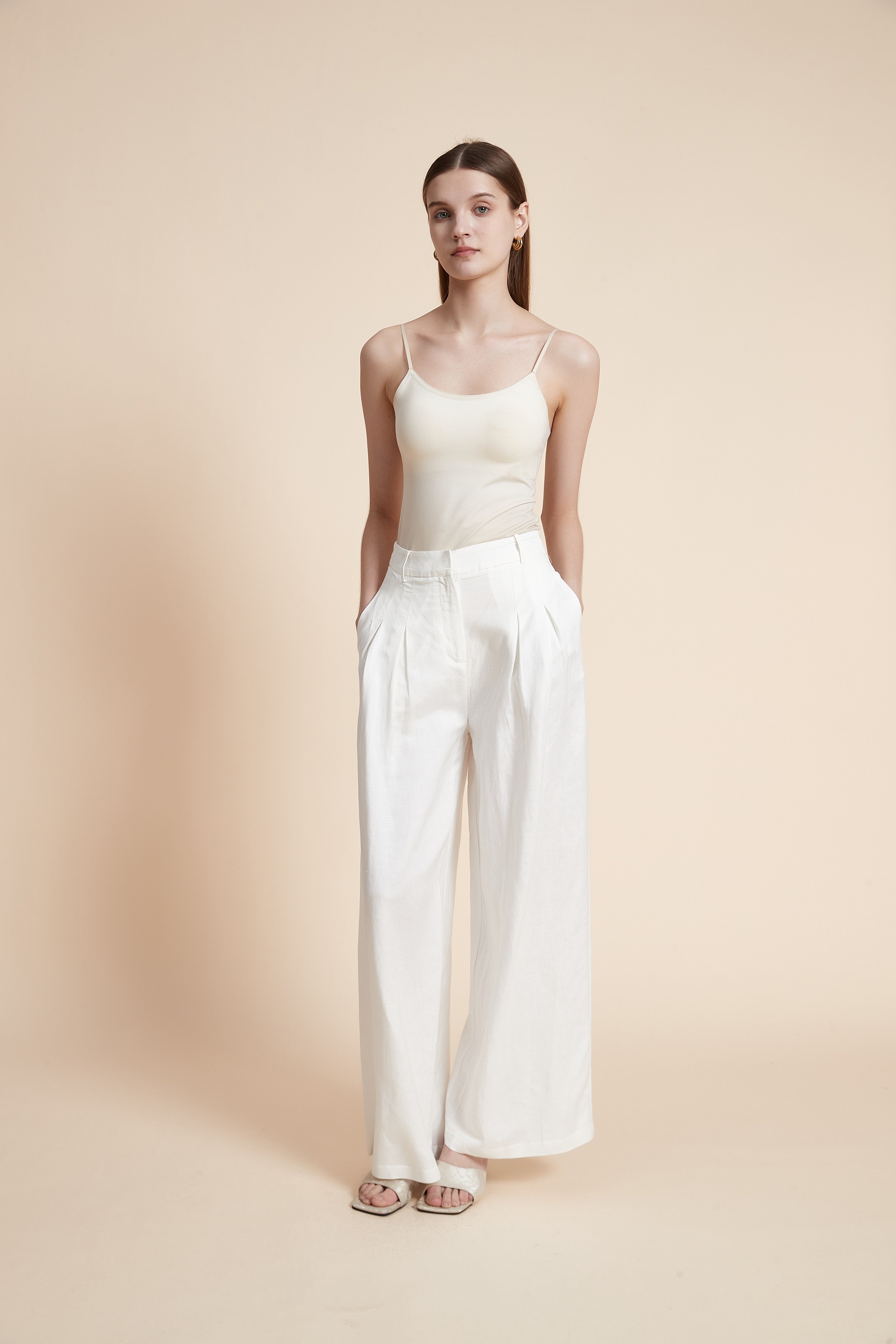 Wide Plain Pants with Pockets