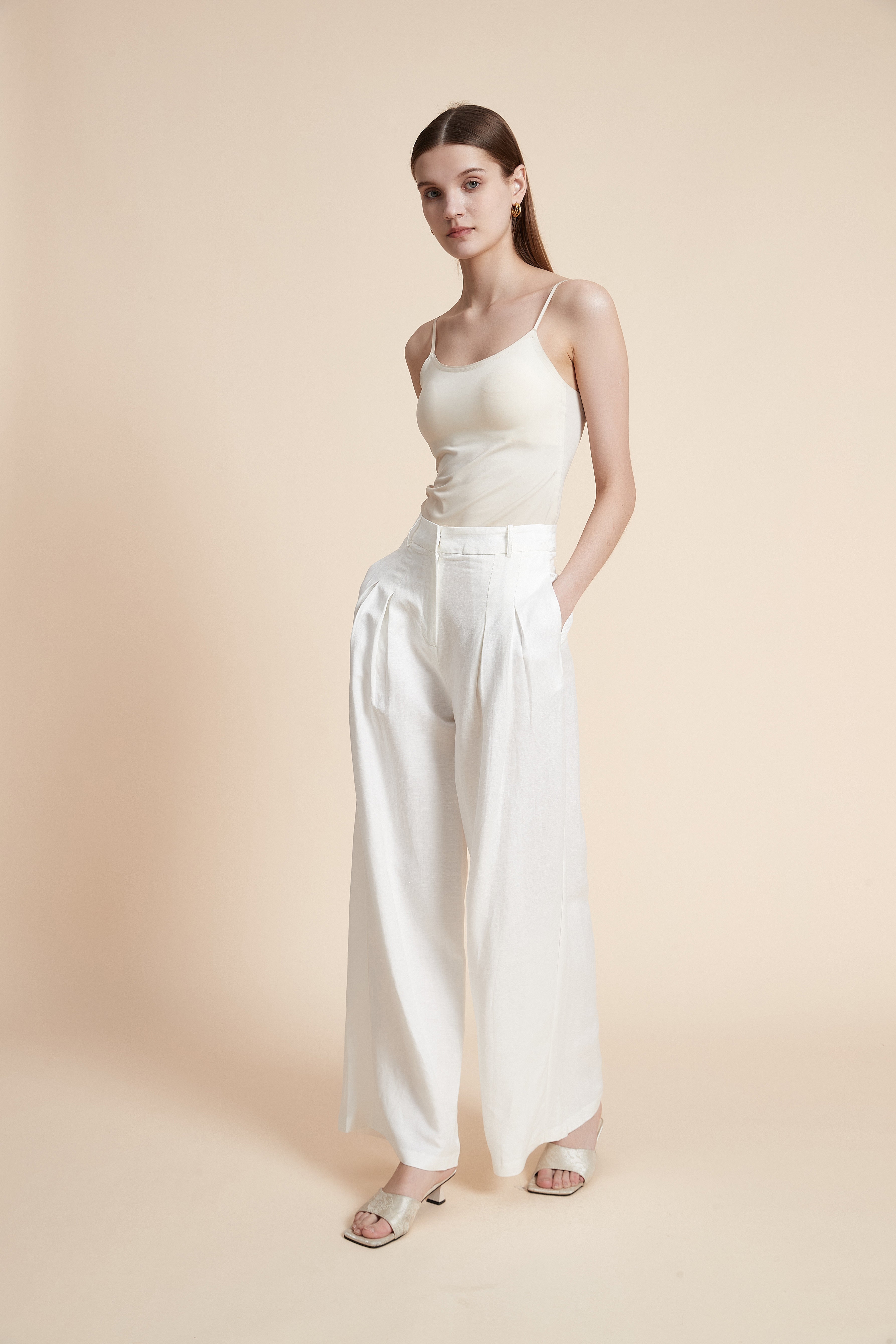 Wide Plain Pants with Pockets