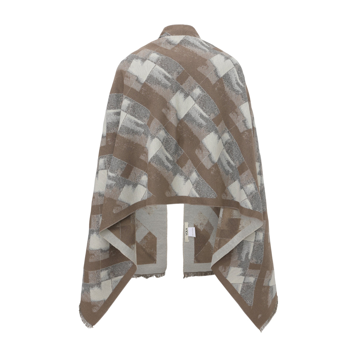 Long Patterned Oval-Neck Shawl