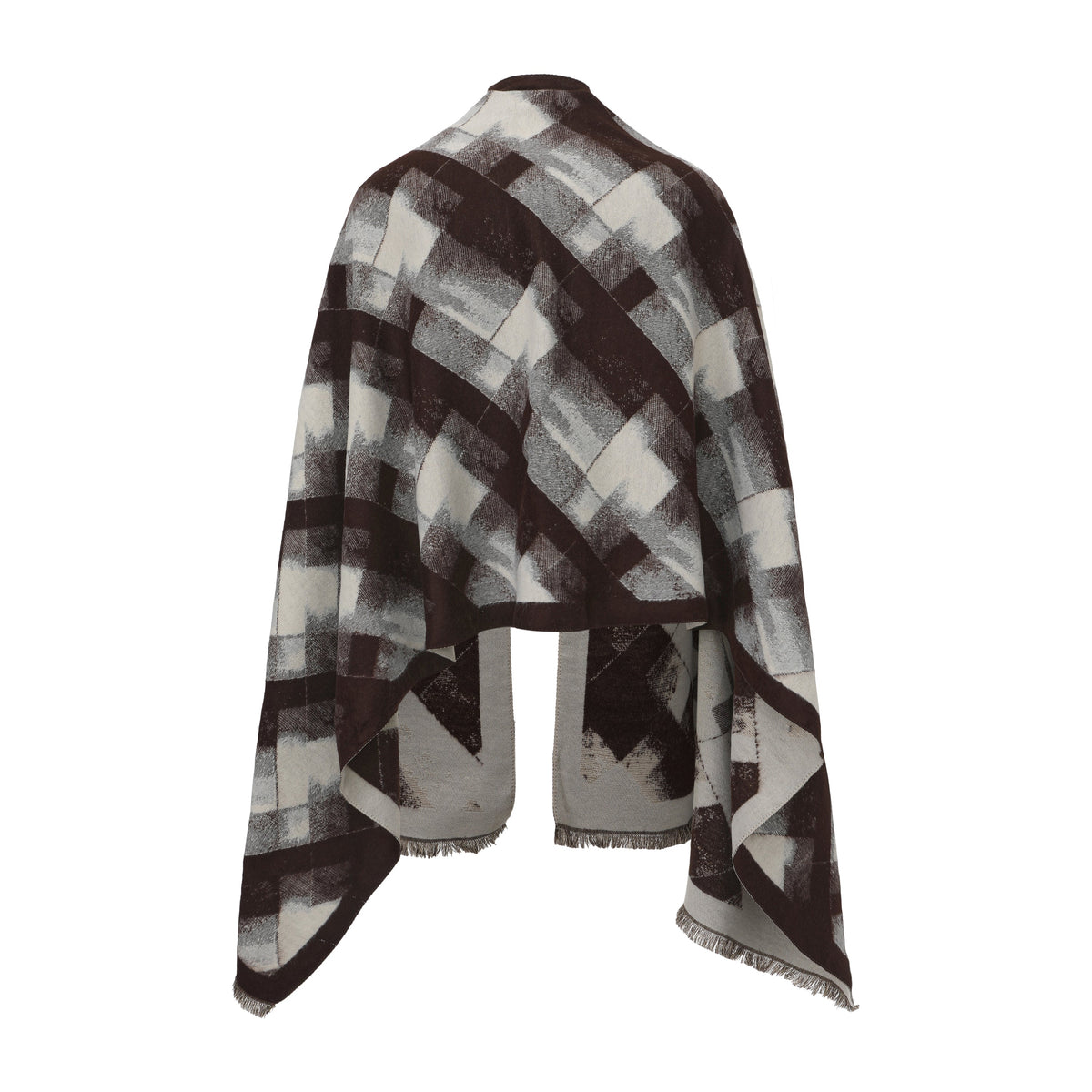 Long Patterned Oval-Neck Shawl