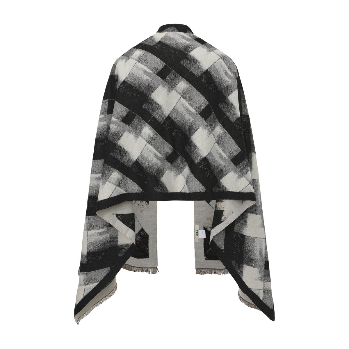 Long Patterned Oval-Neck Shawl
