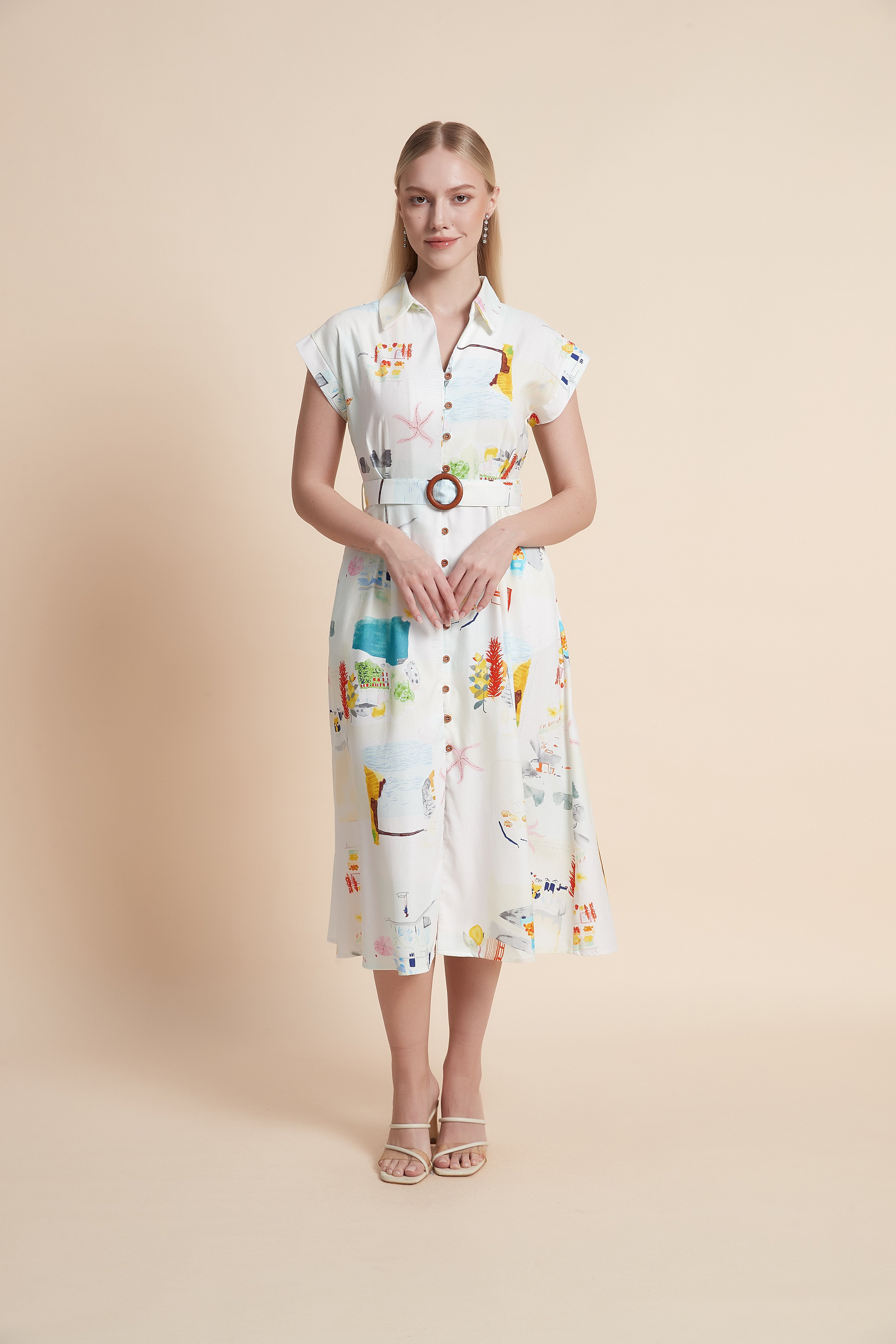 Floral Short-Sleeve Midi Dress