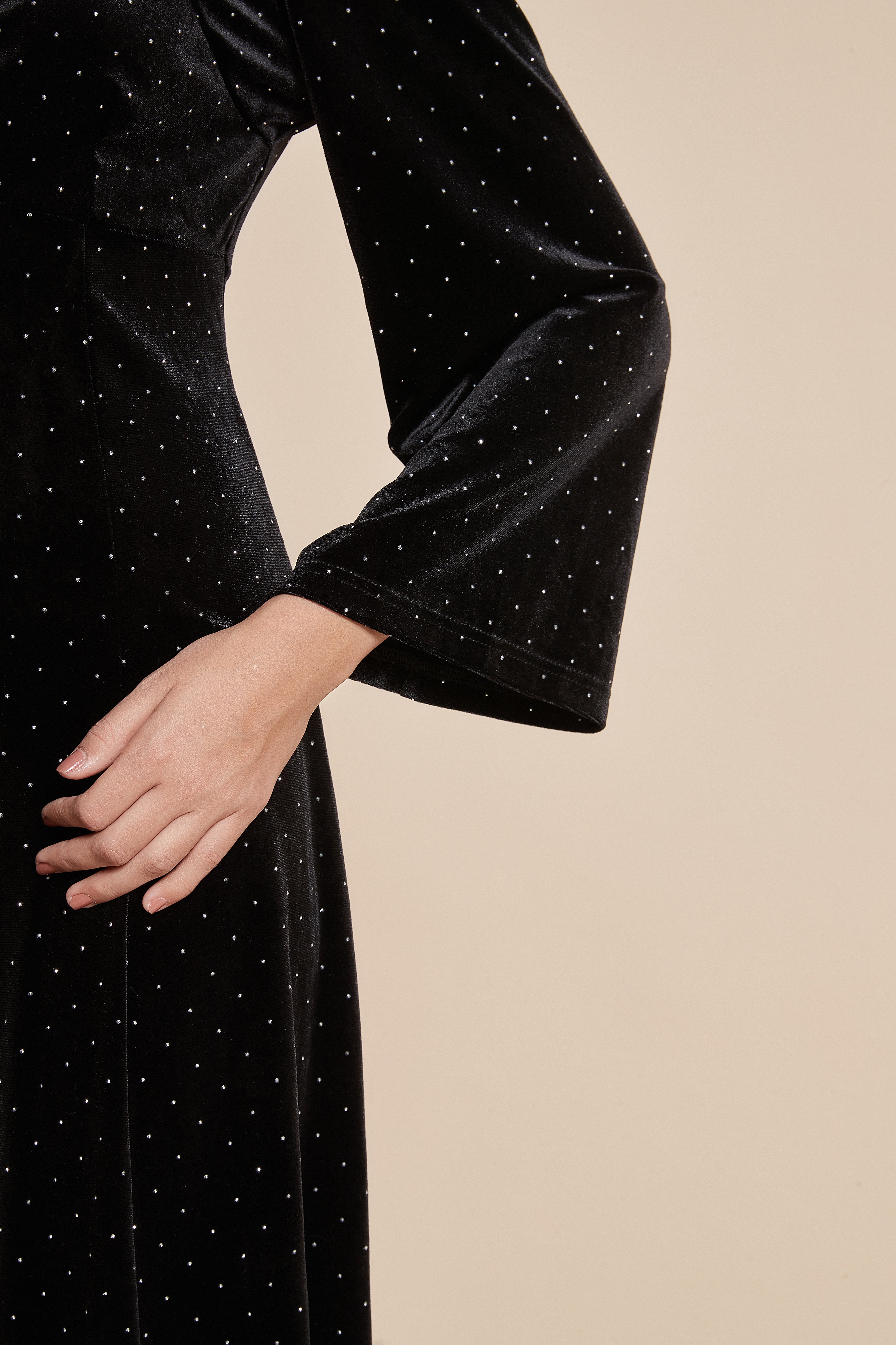 Yola Long Polka Dot Dress with Long Sleeves