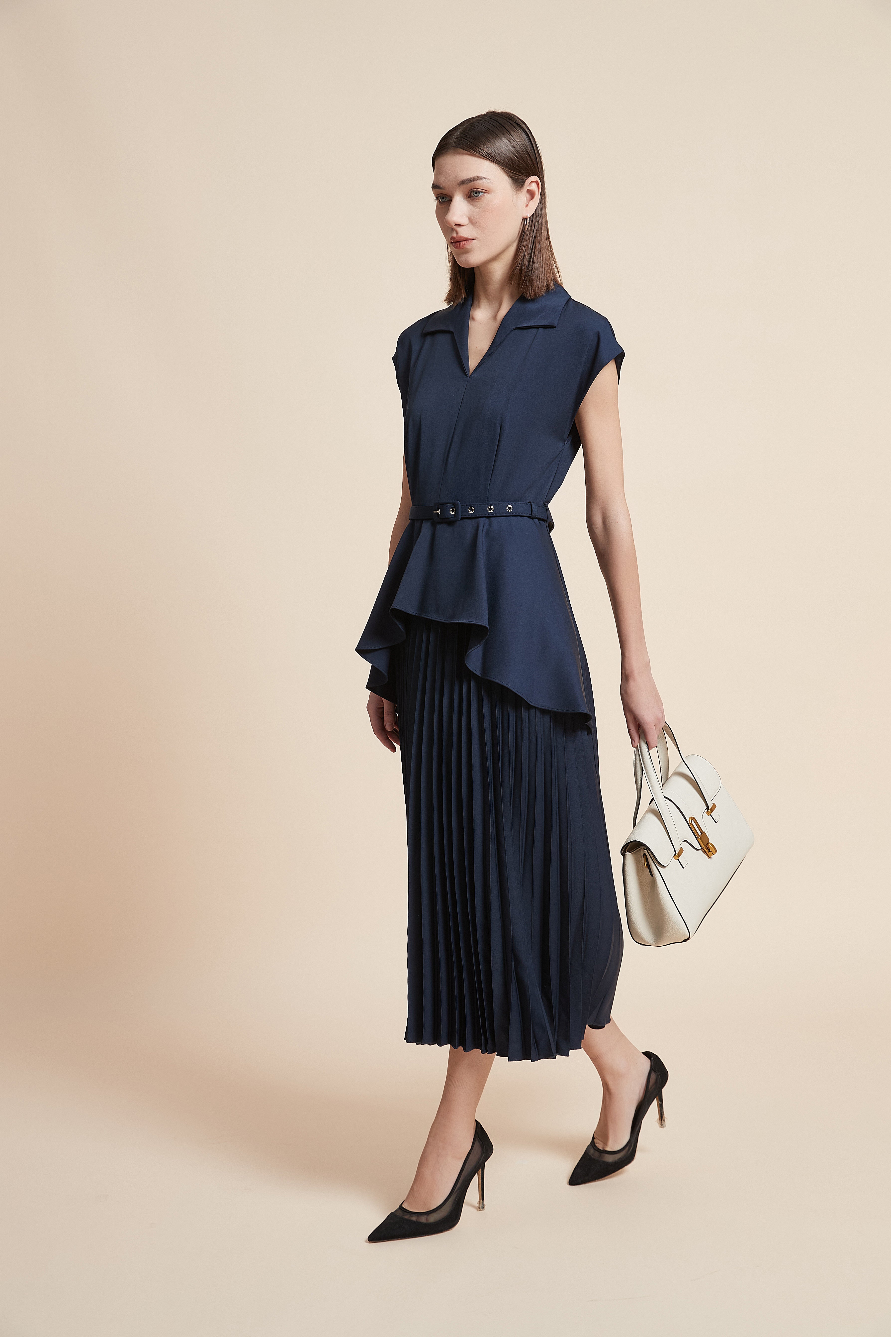 Sleeveless Pleated Midi Dress