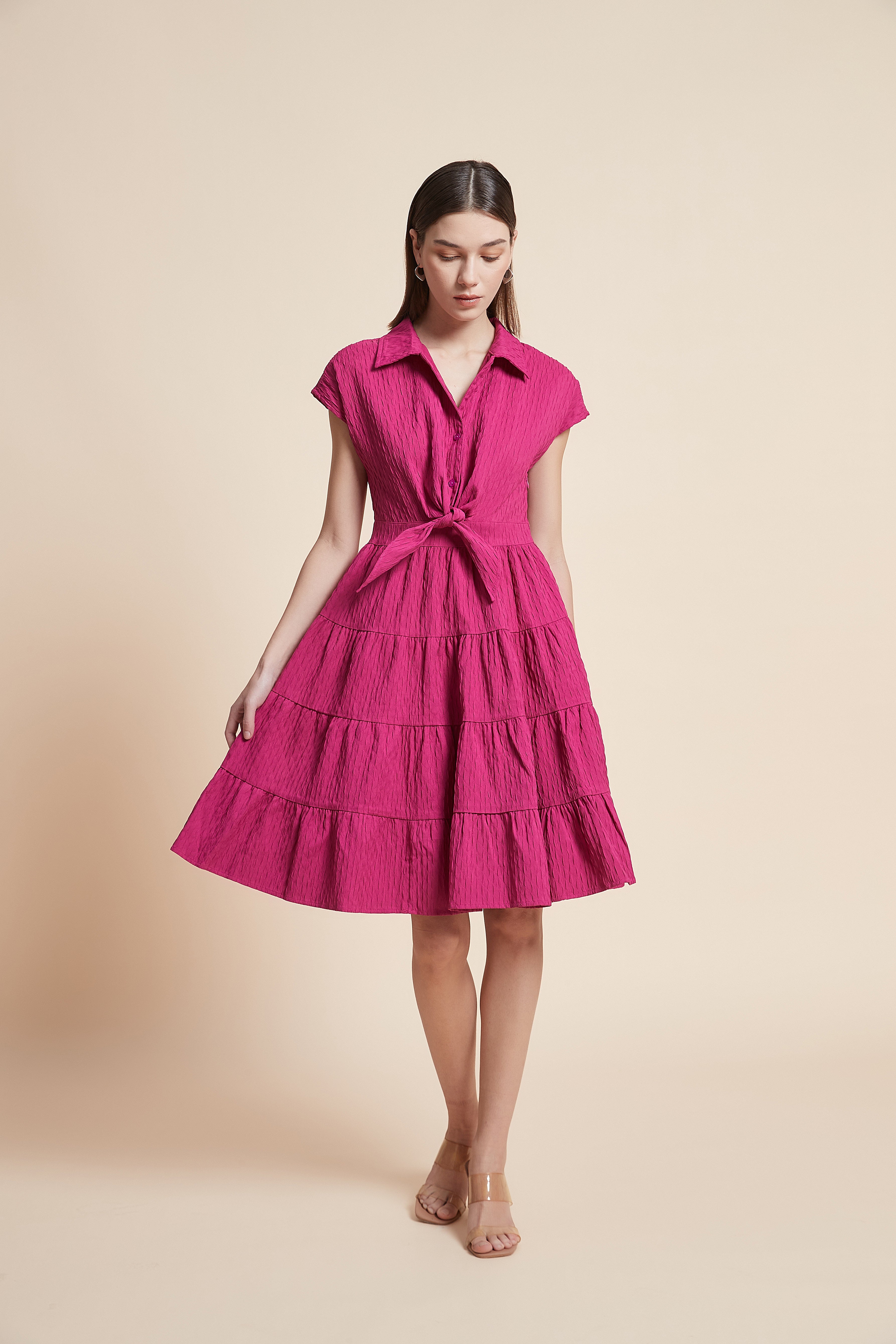 Ruffled Short-Sleeved Dress