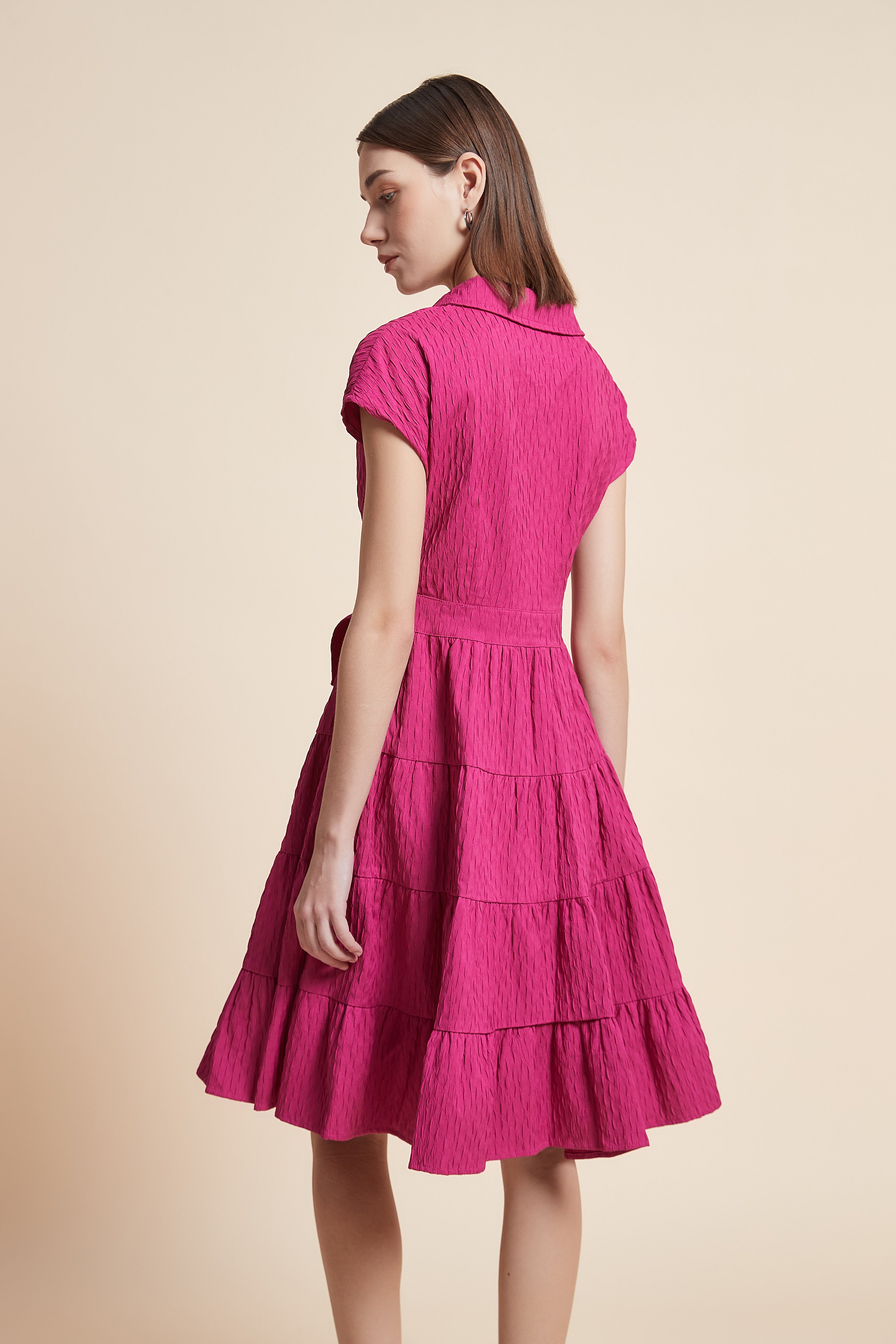 Ruffled Short-Sleeved Dress