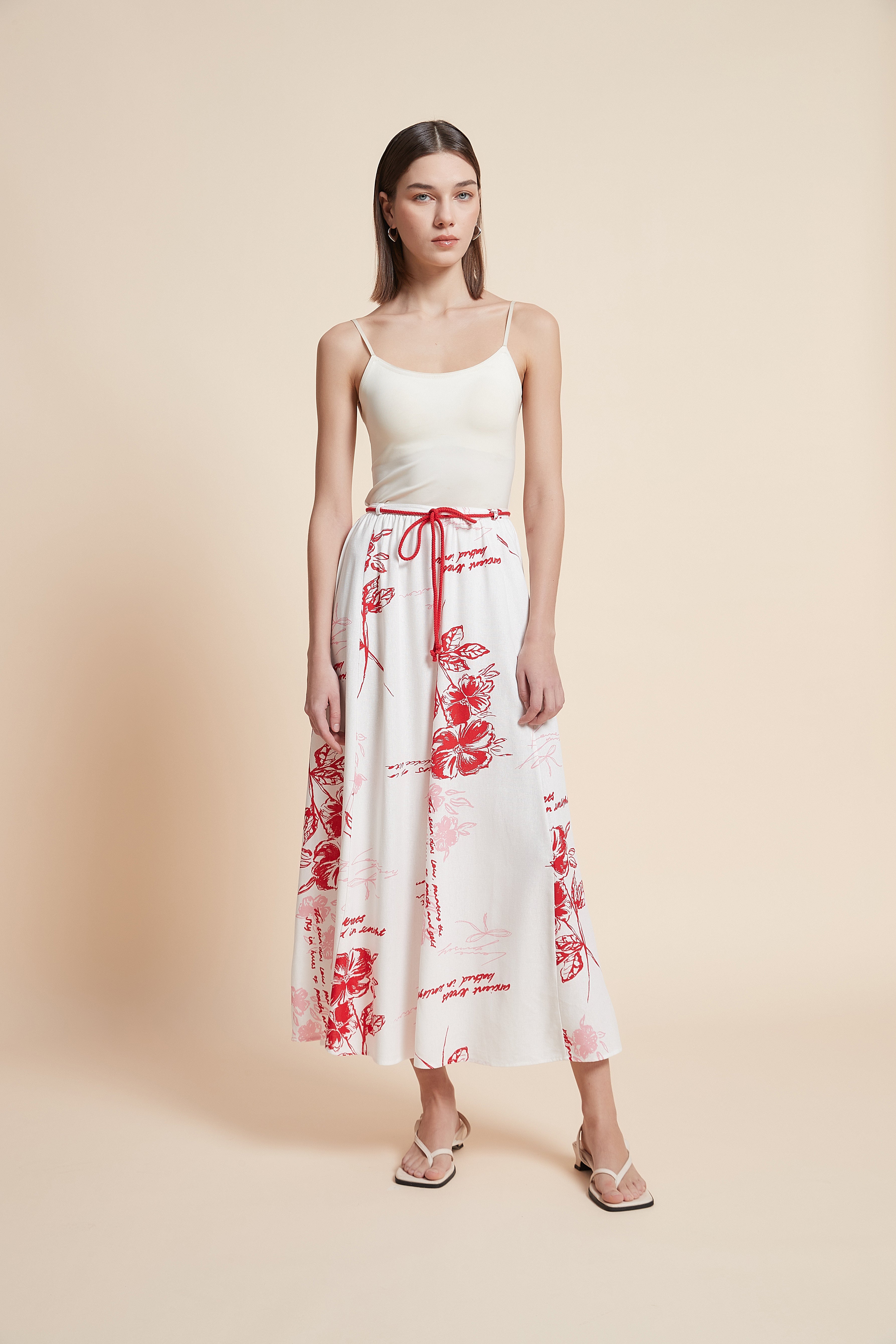 Floral Flared Midi Skirt