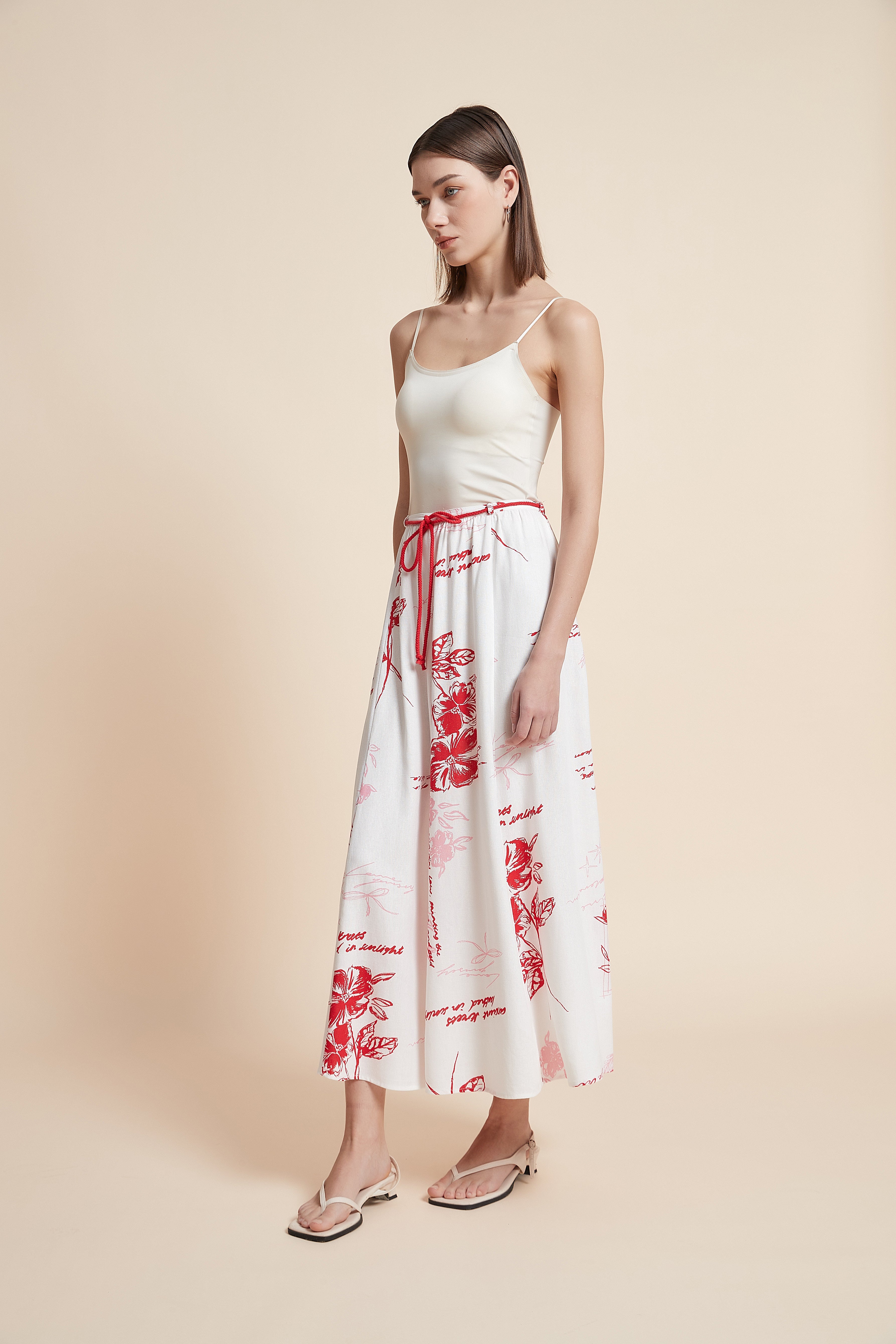 Floral Flared Midi Skirt