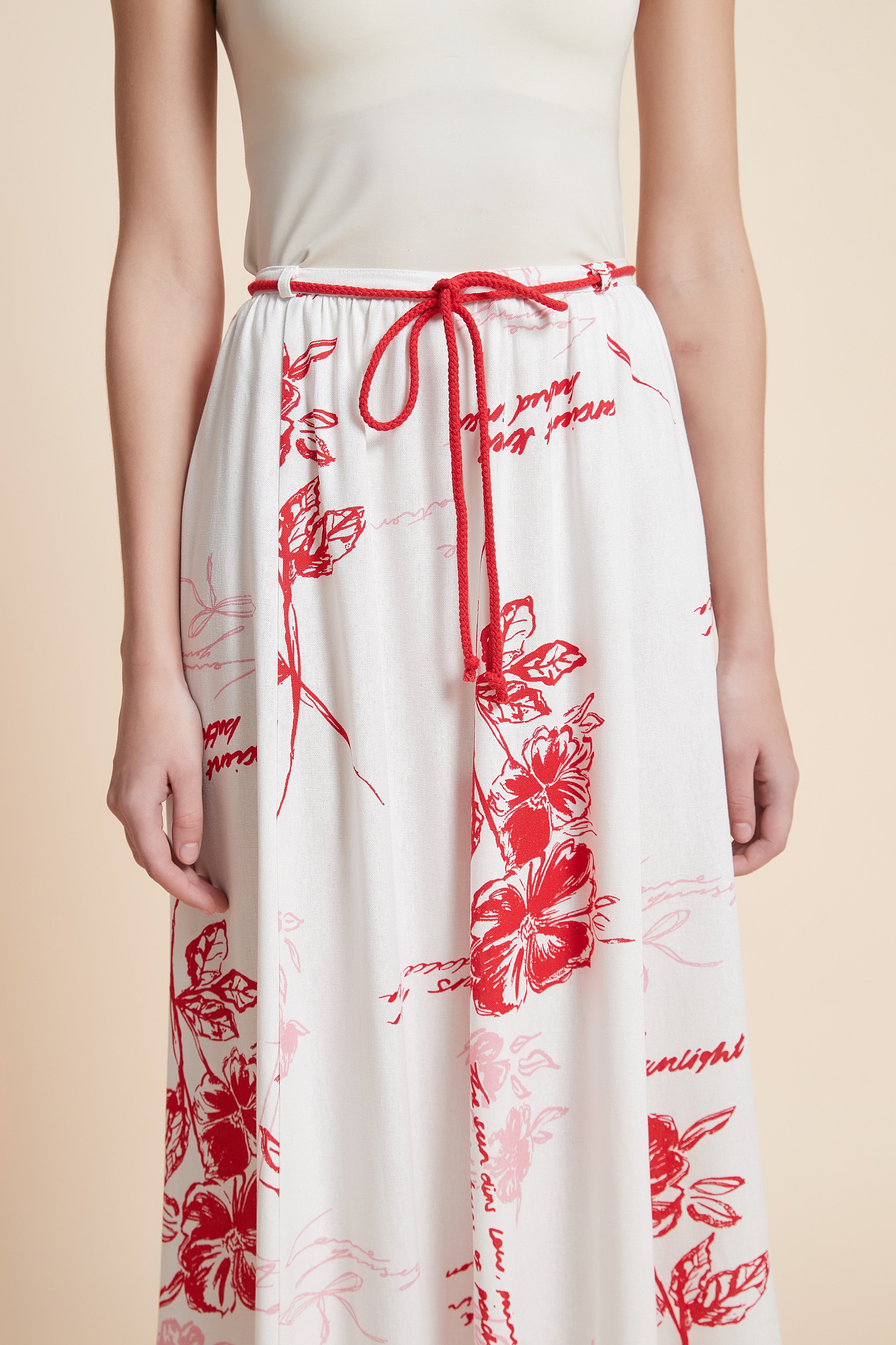 Floral Flared Midi Skirt