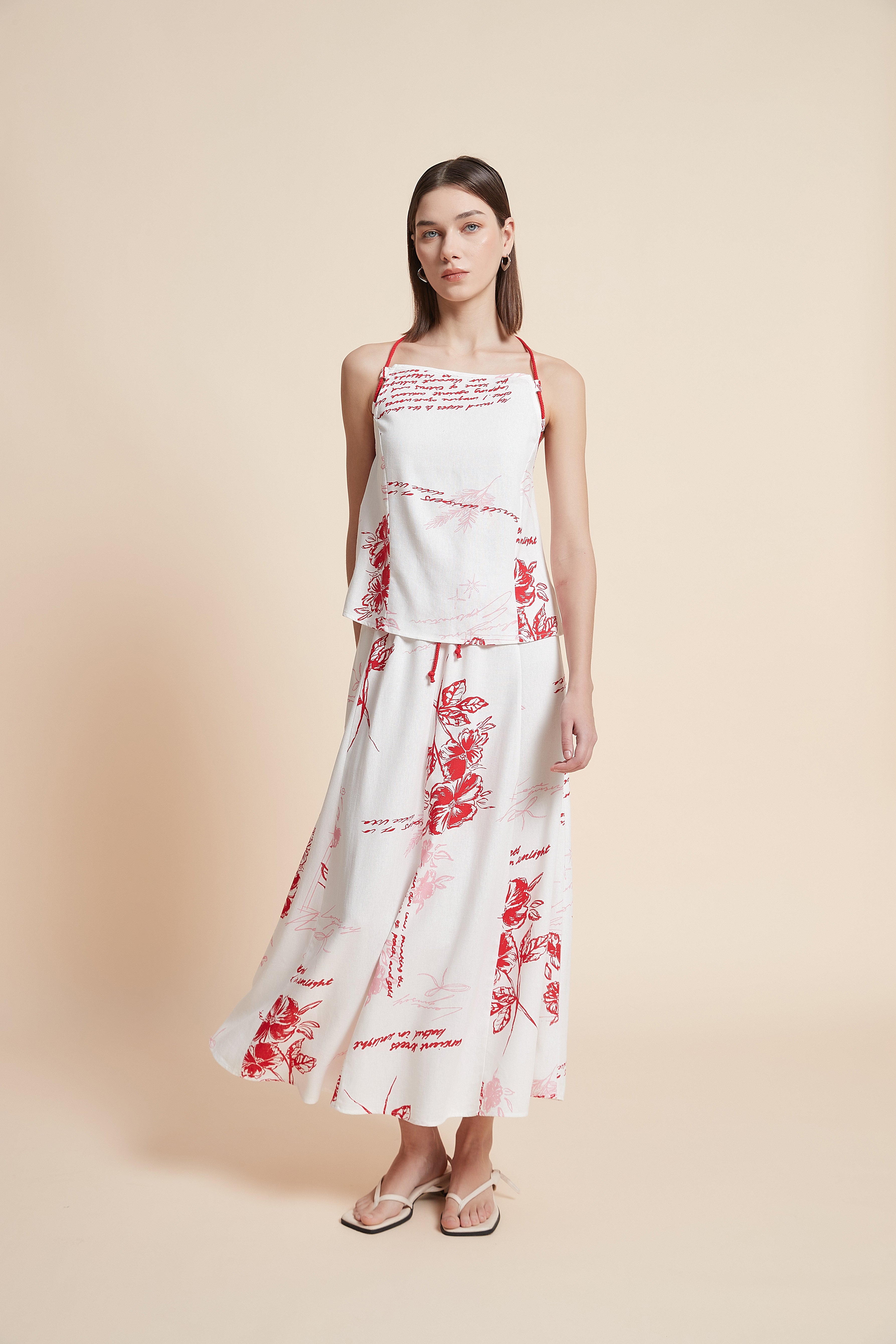 Floral Flared Midi Skirt