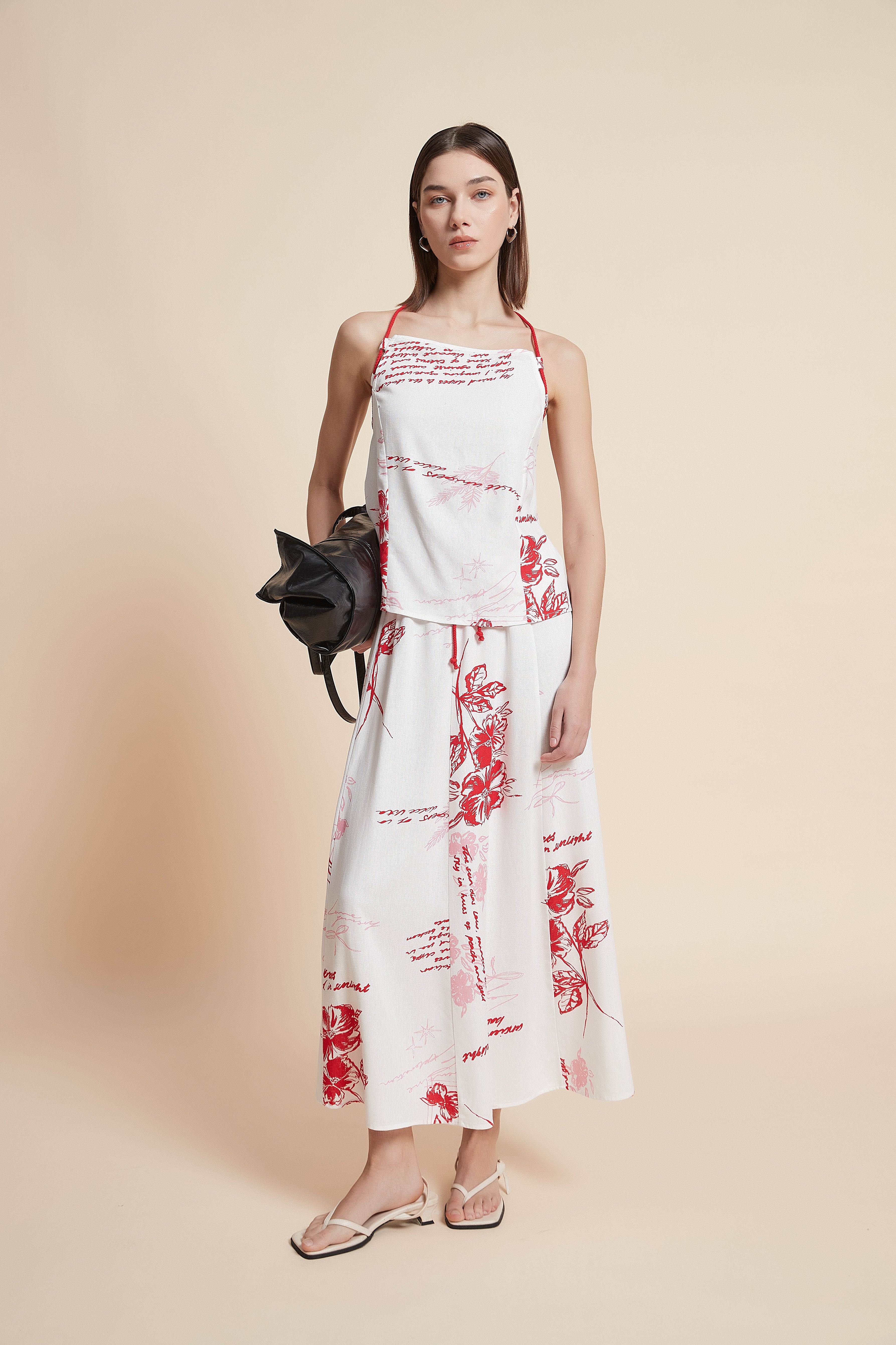 Floral Flared Midi Skirt