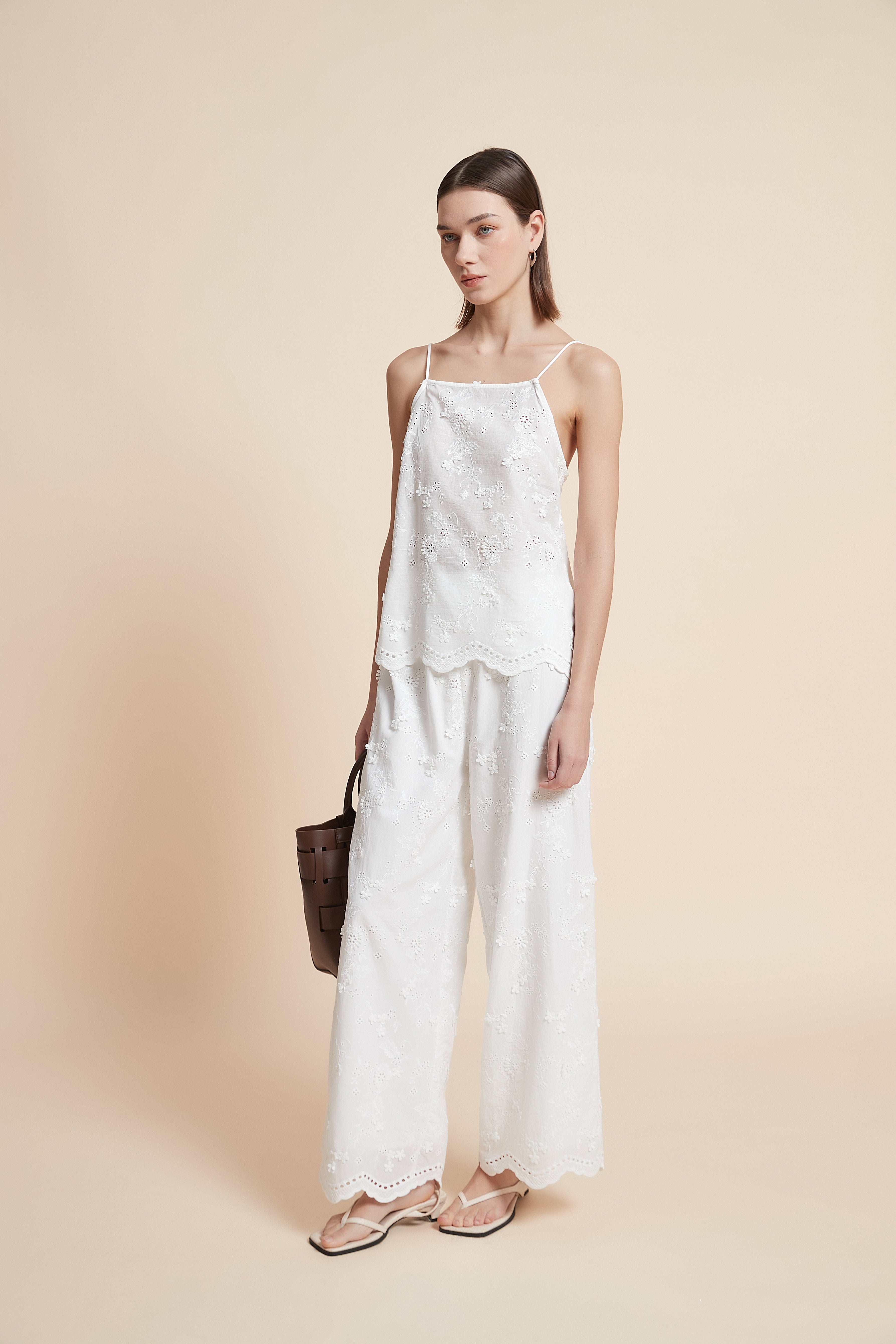 Plain Wide-Leg Trousers