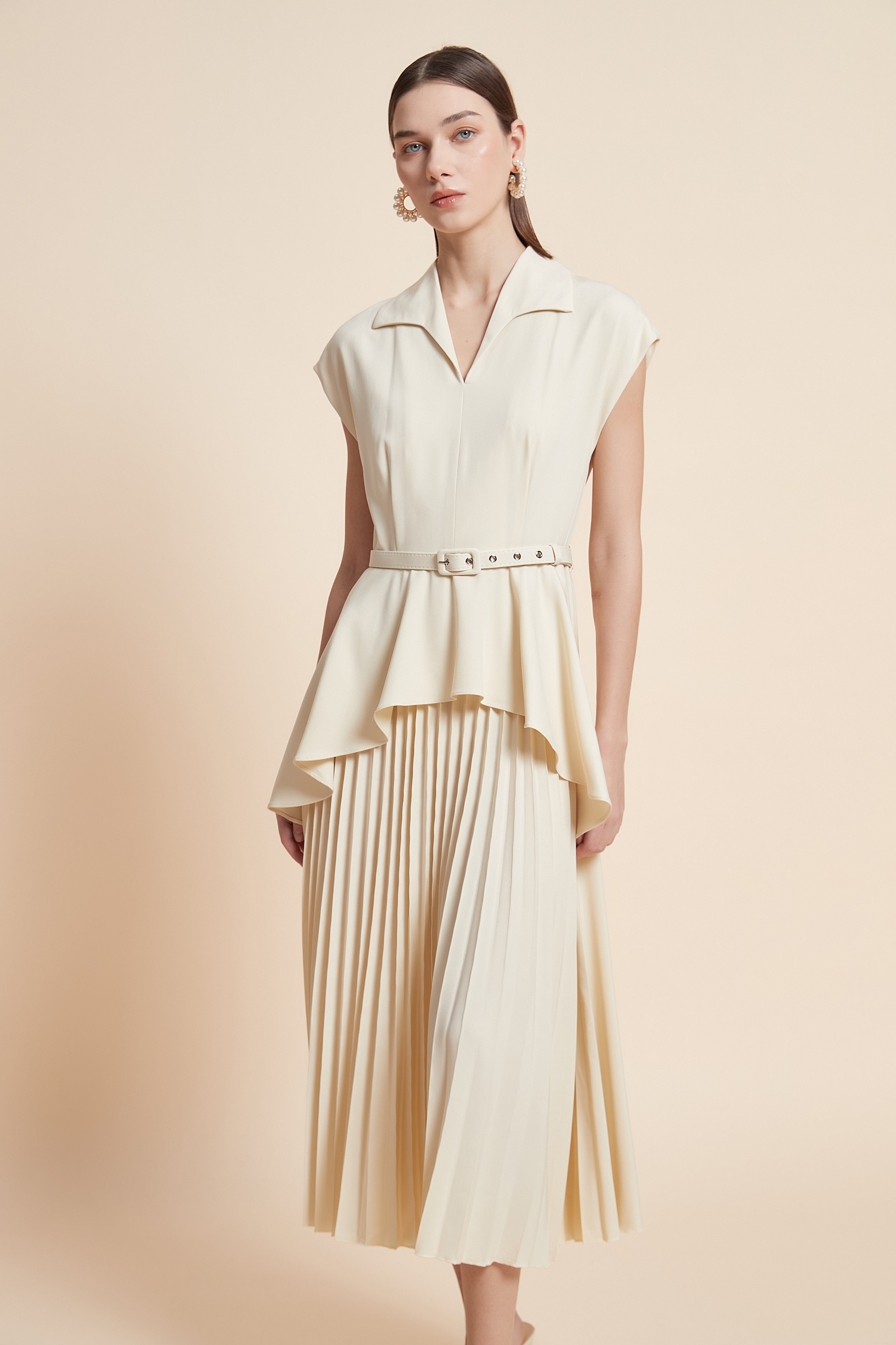Sleeveless Pleated Midi Dress