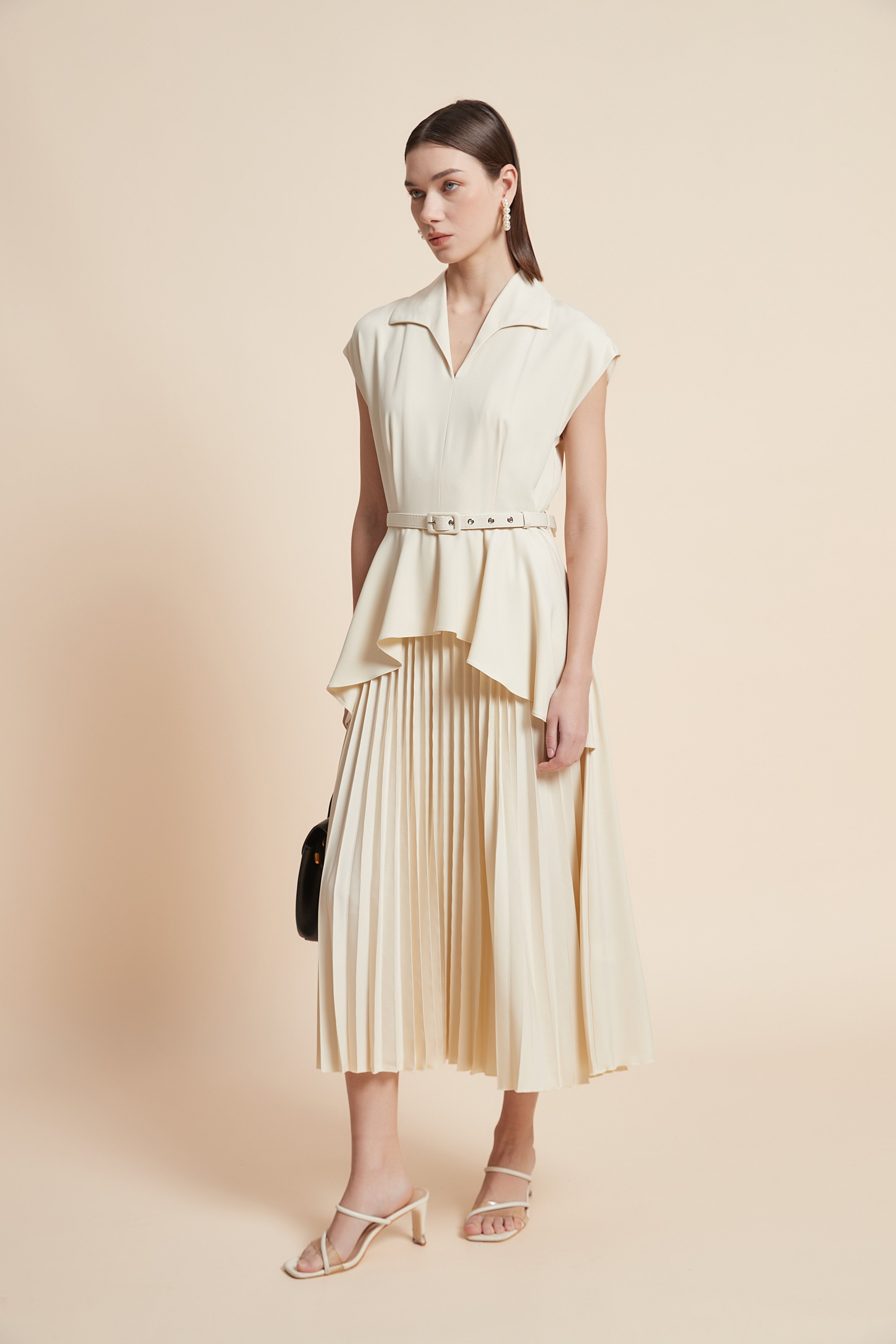 Sleeveless Pleated Midi Dress