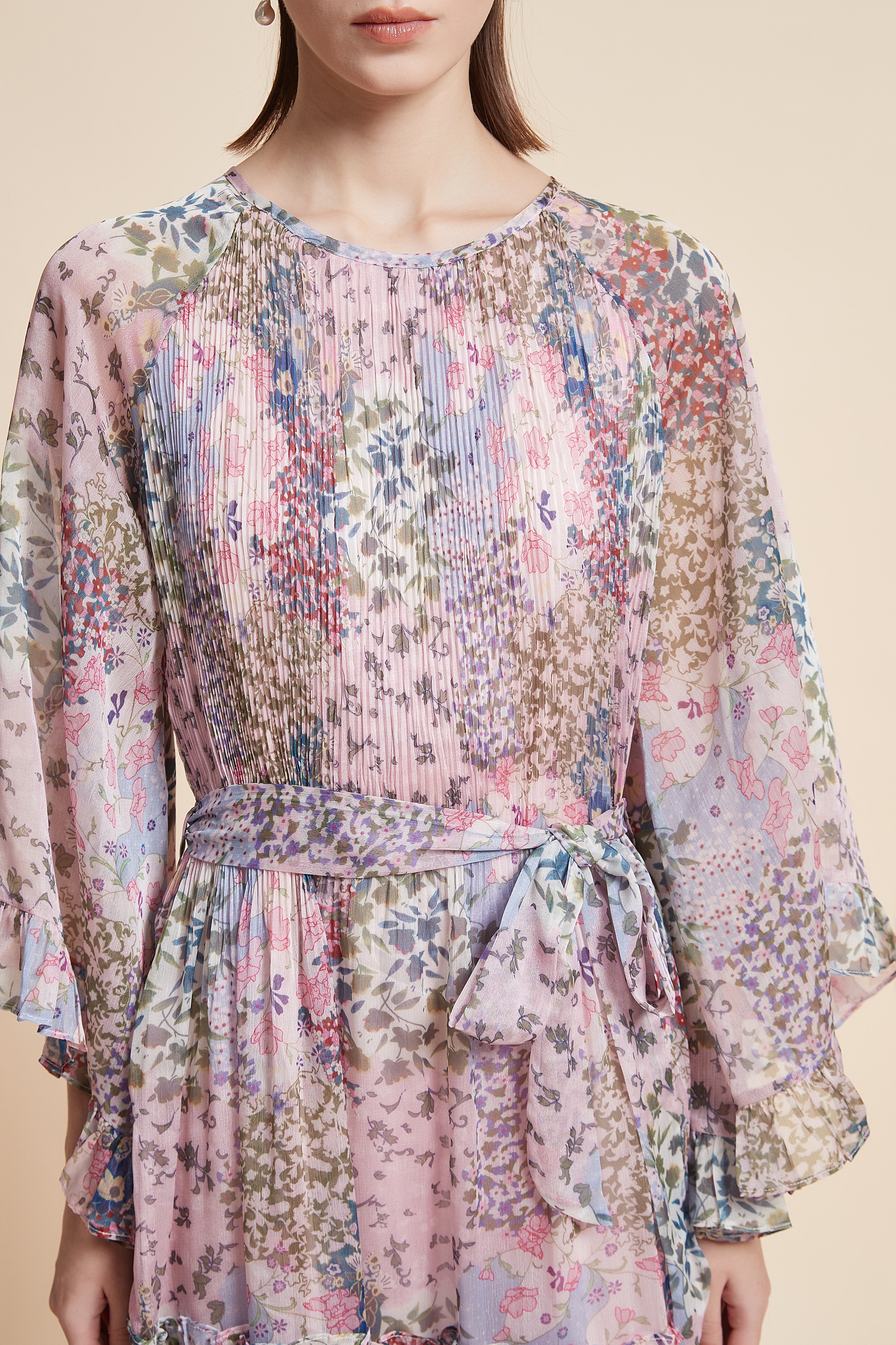 فستان ميدي مورد 3/4 كم