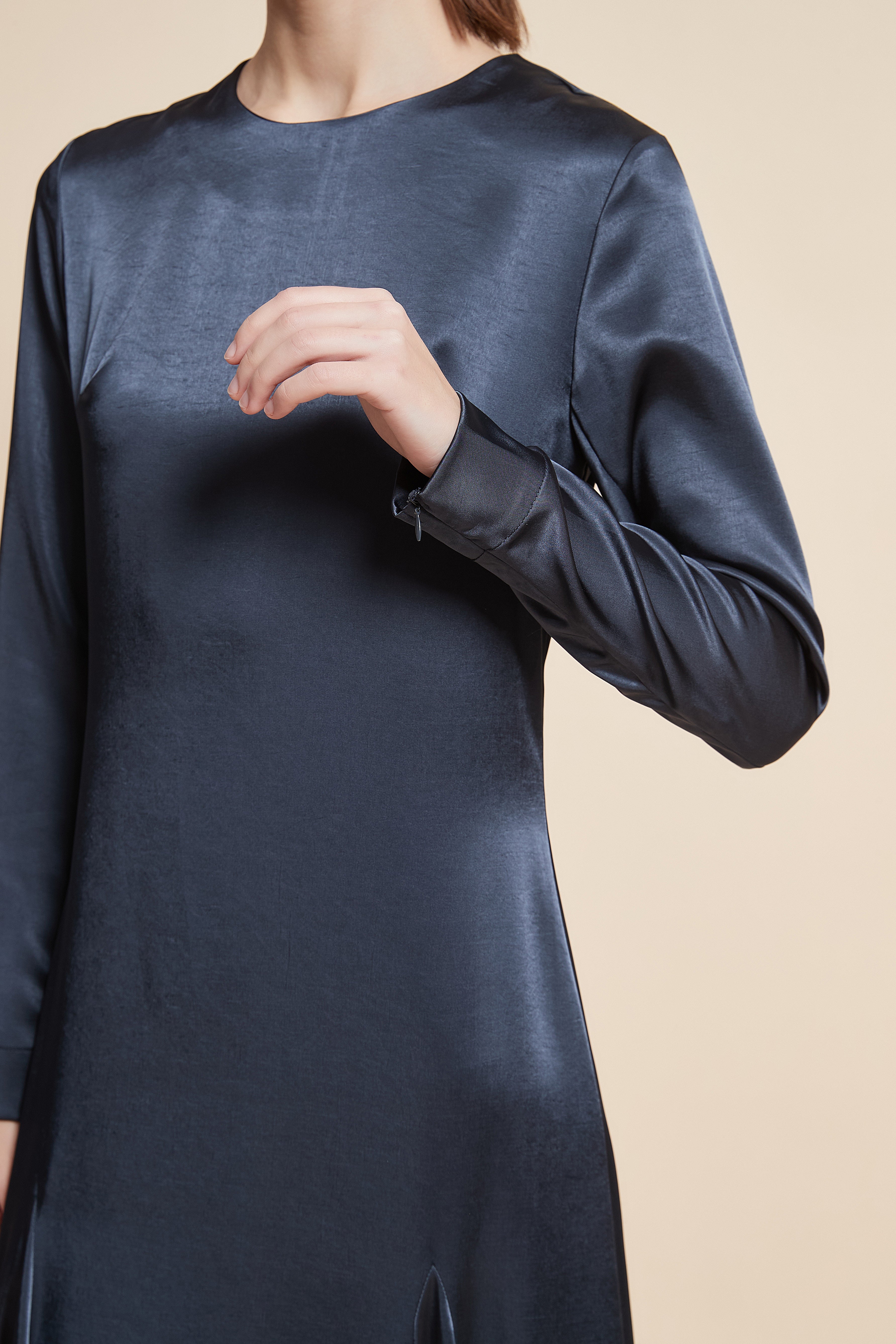 Solid Long Sleeve Midi Dress