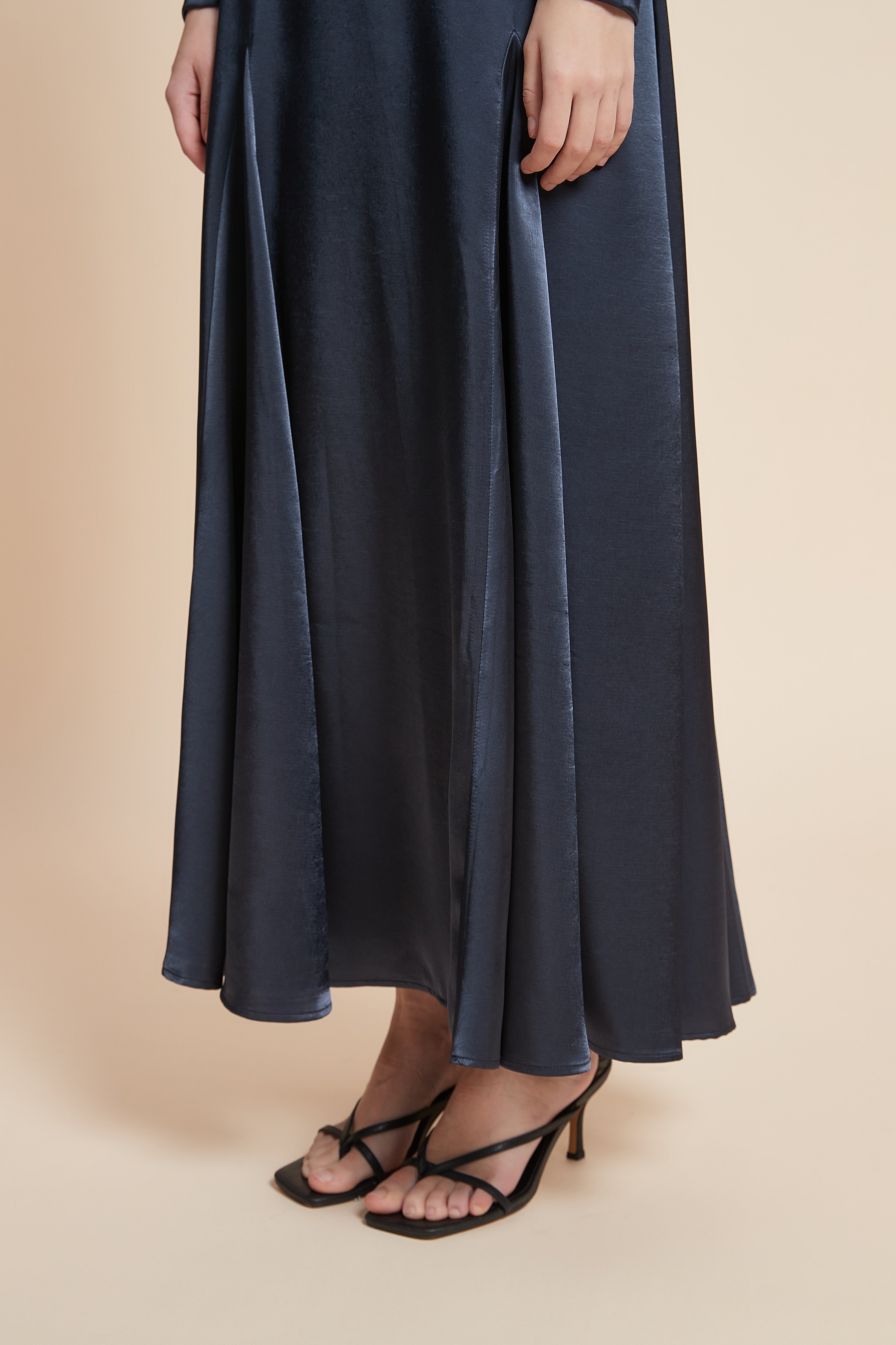 Solid Long Sleeve Midi Dress