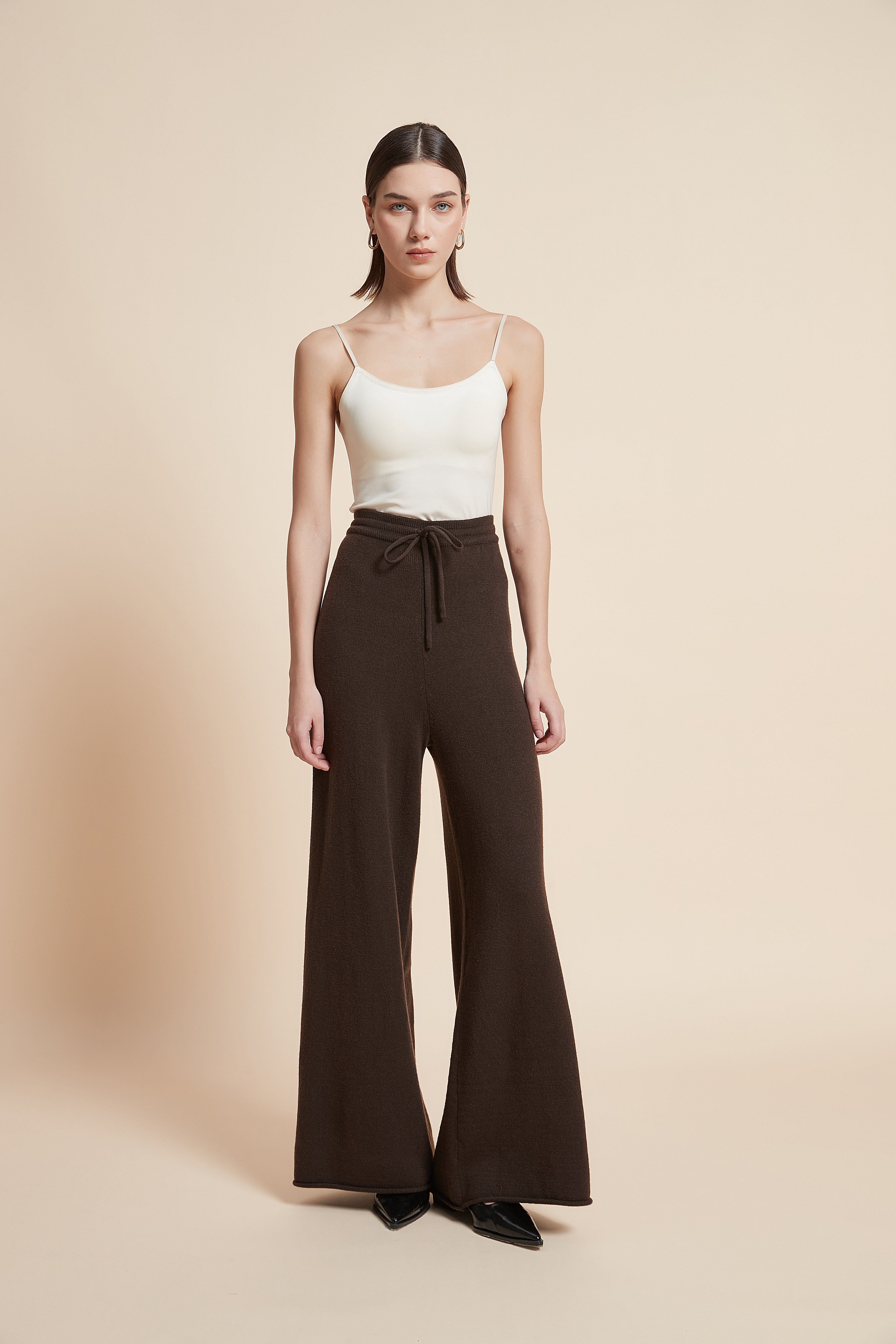 Wide-Leg Solid Long Pants