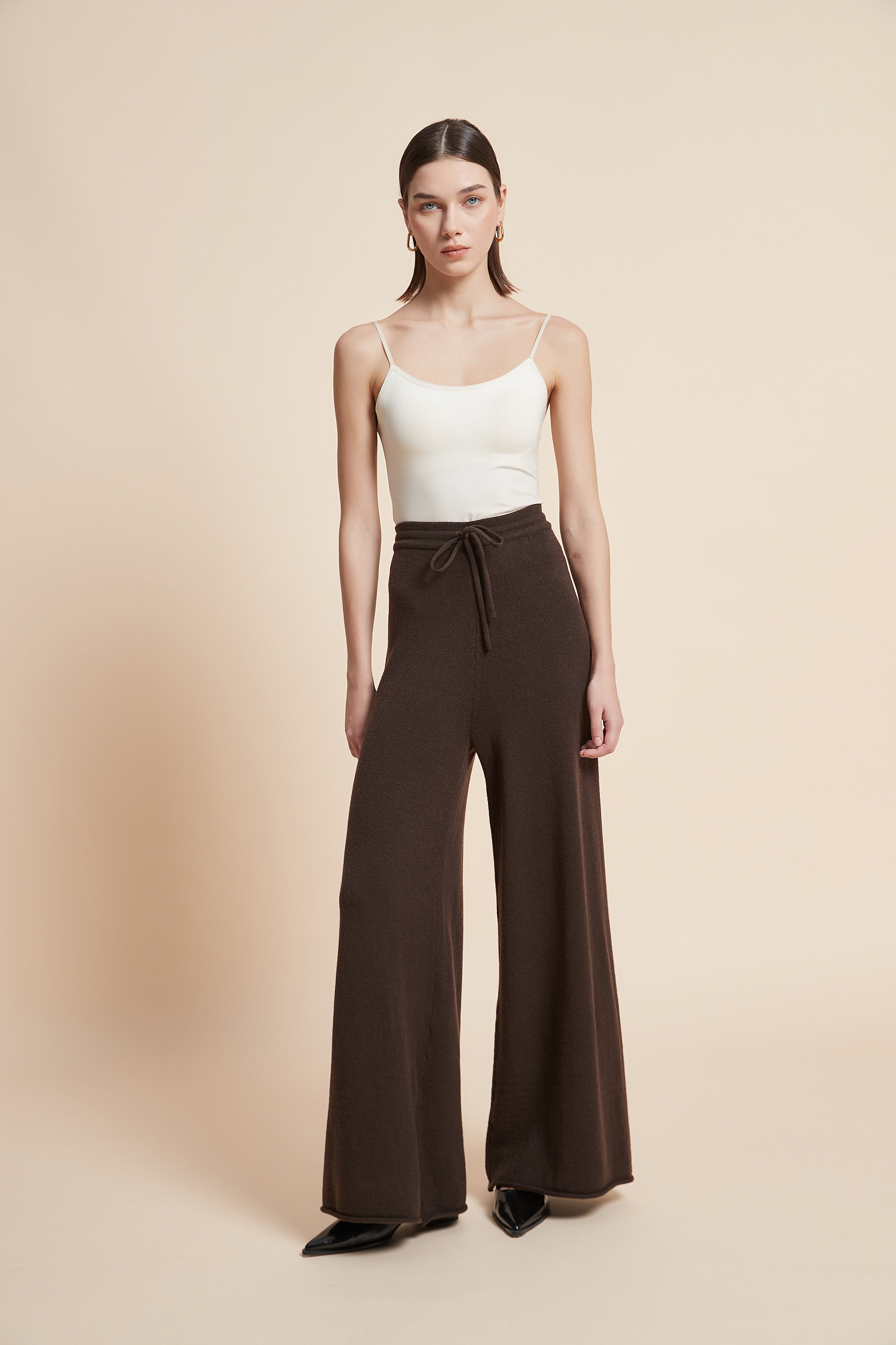 Wide-Leg Solid Long Pants