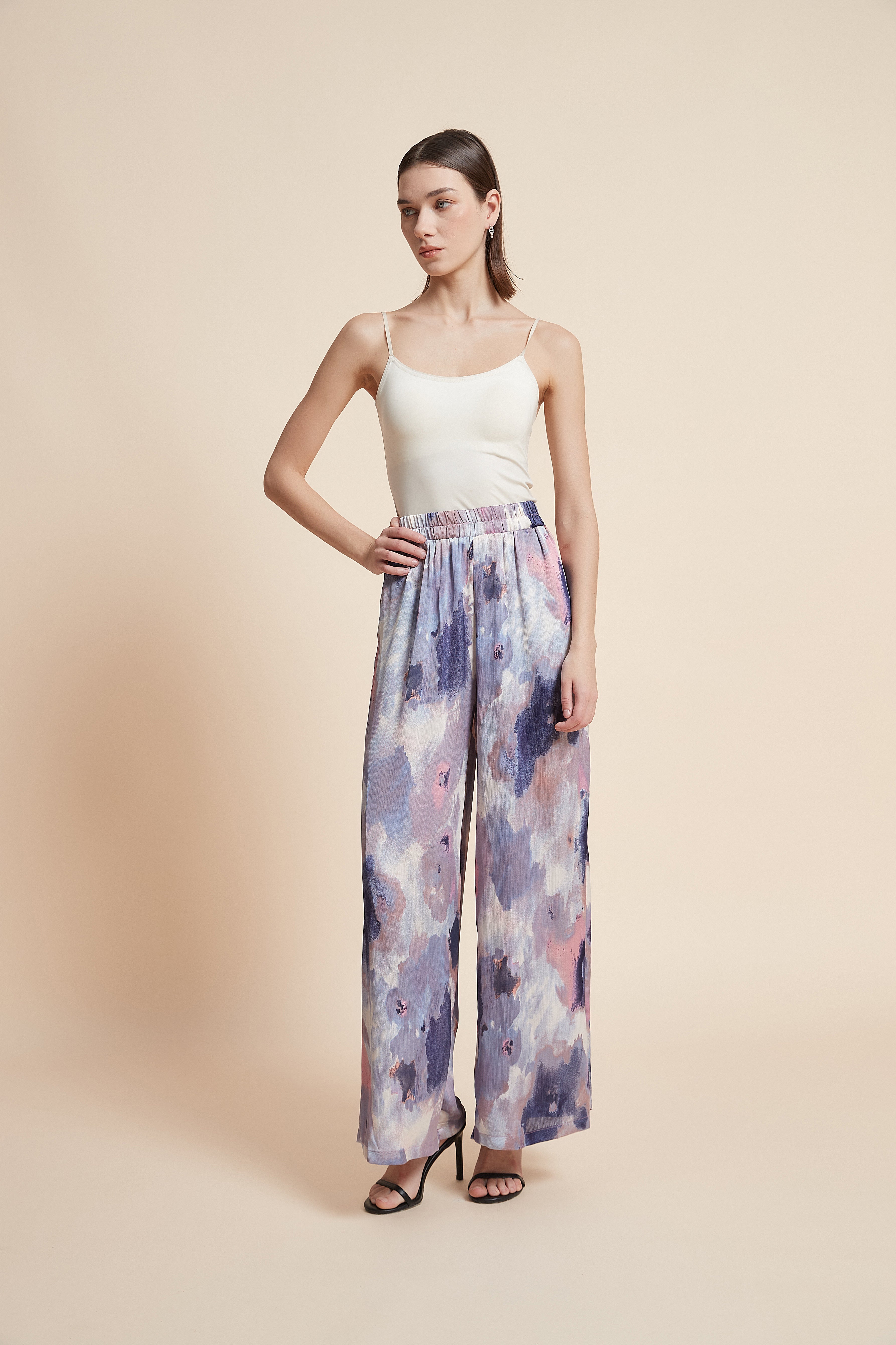 Print Wide-Leg Long Trousers