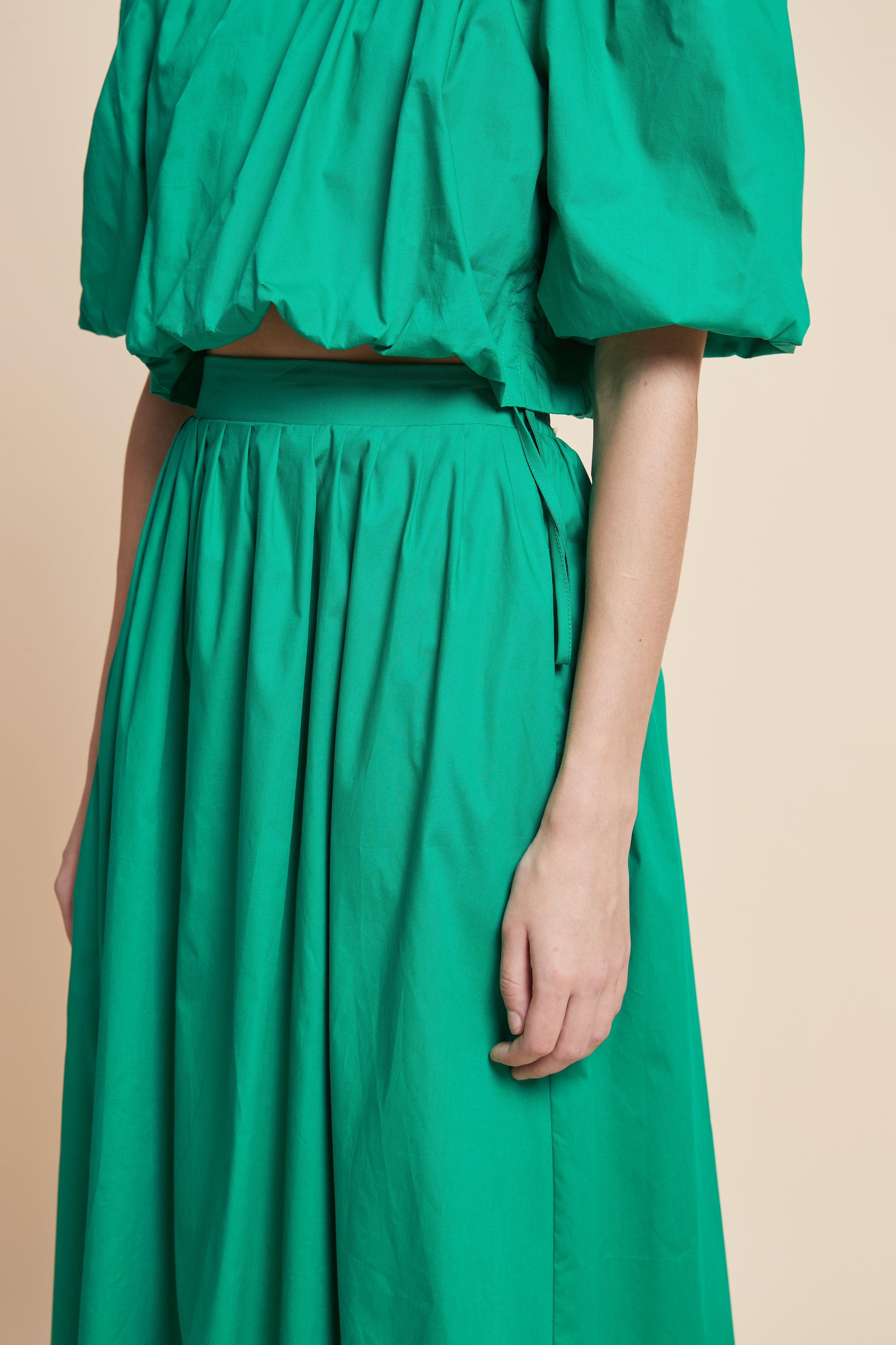 Plain Flared Midi Skirt