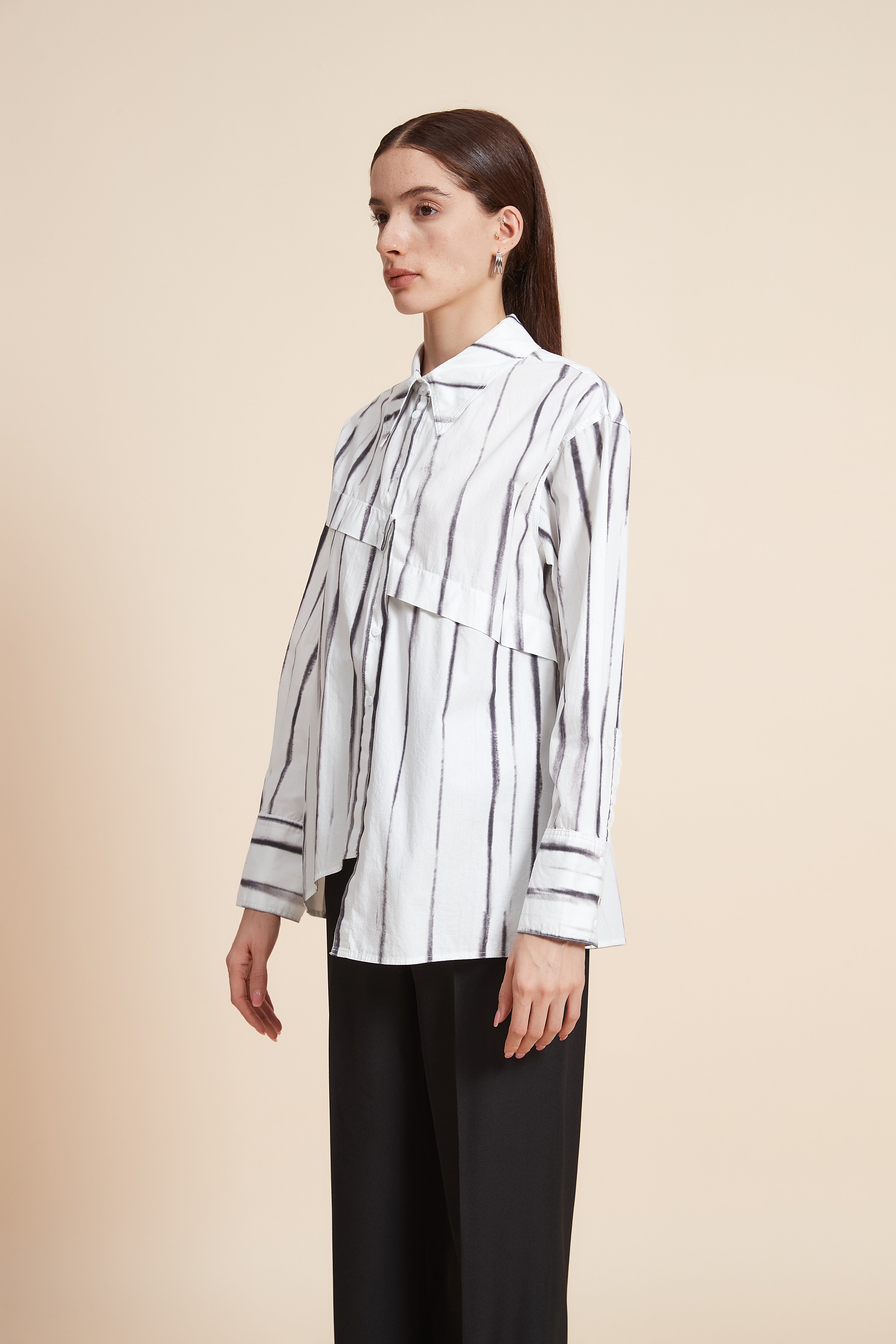 Striped Long Sleeve Mid-Length Shirt
