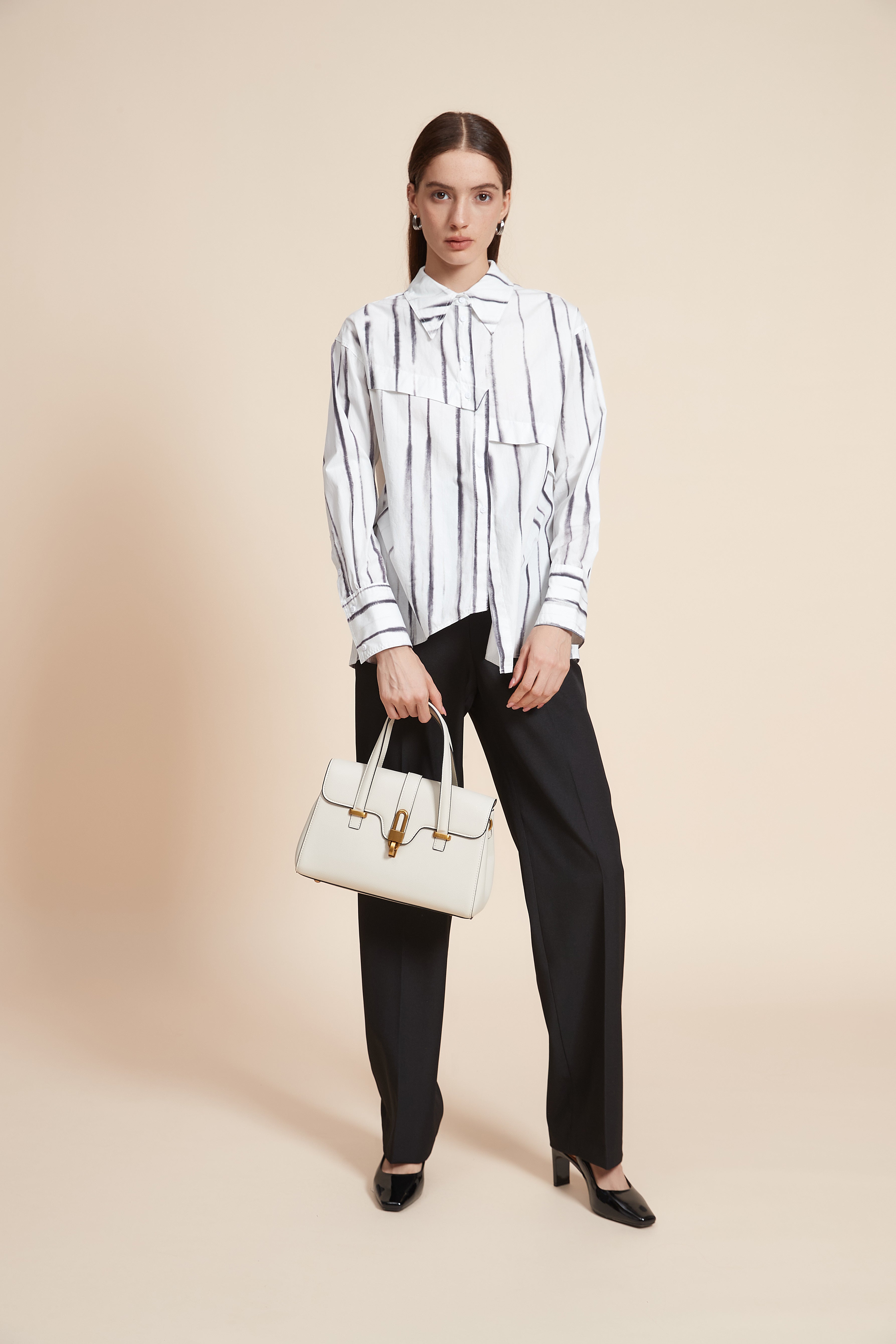 Striped Long Sleeve Mid-Length Shirt