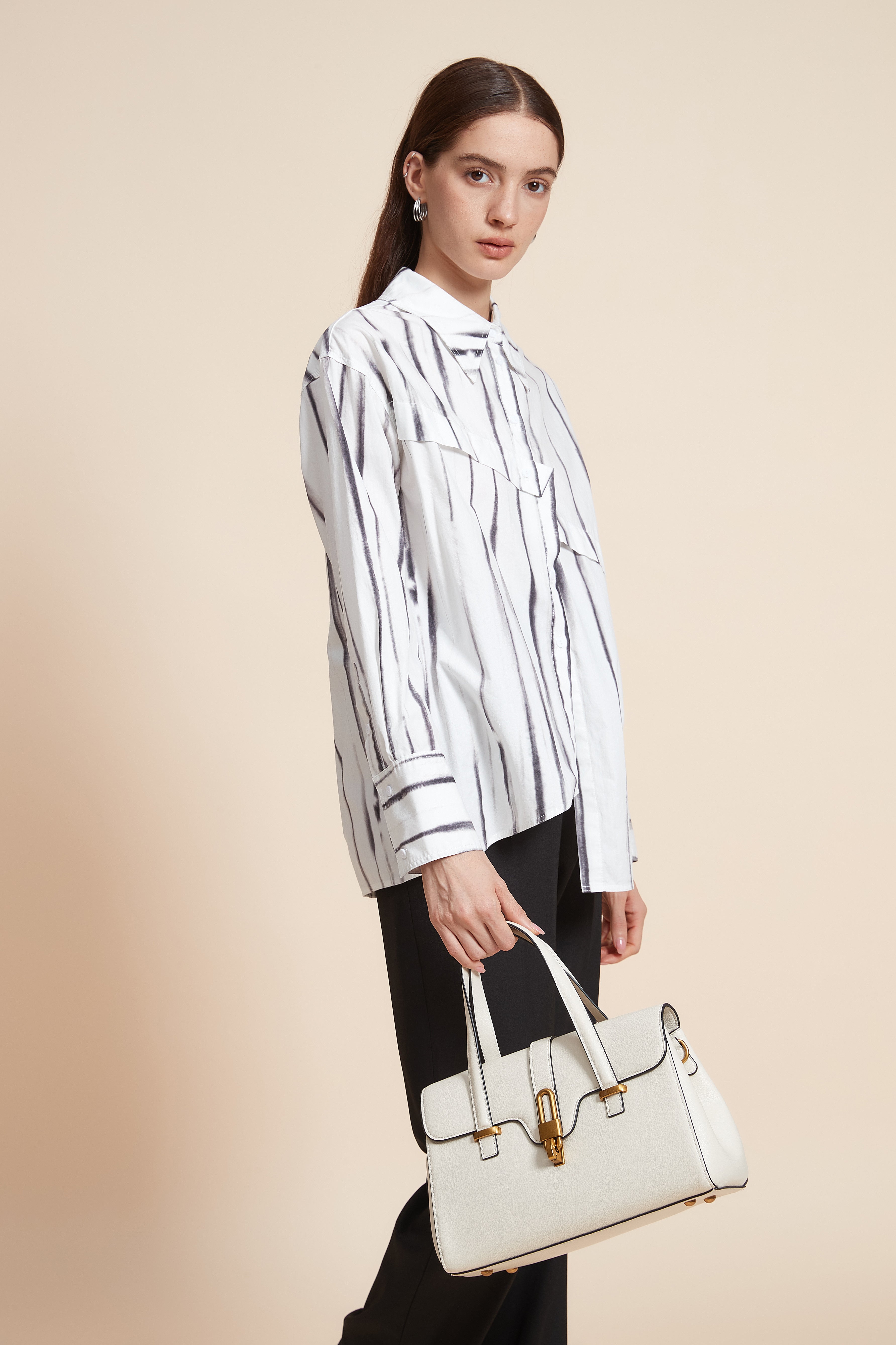Striped Long Sleeve Mid-Length Shirt