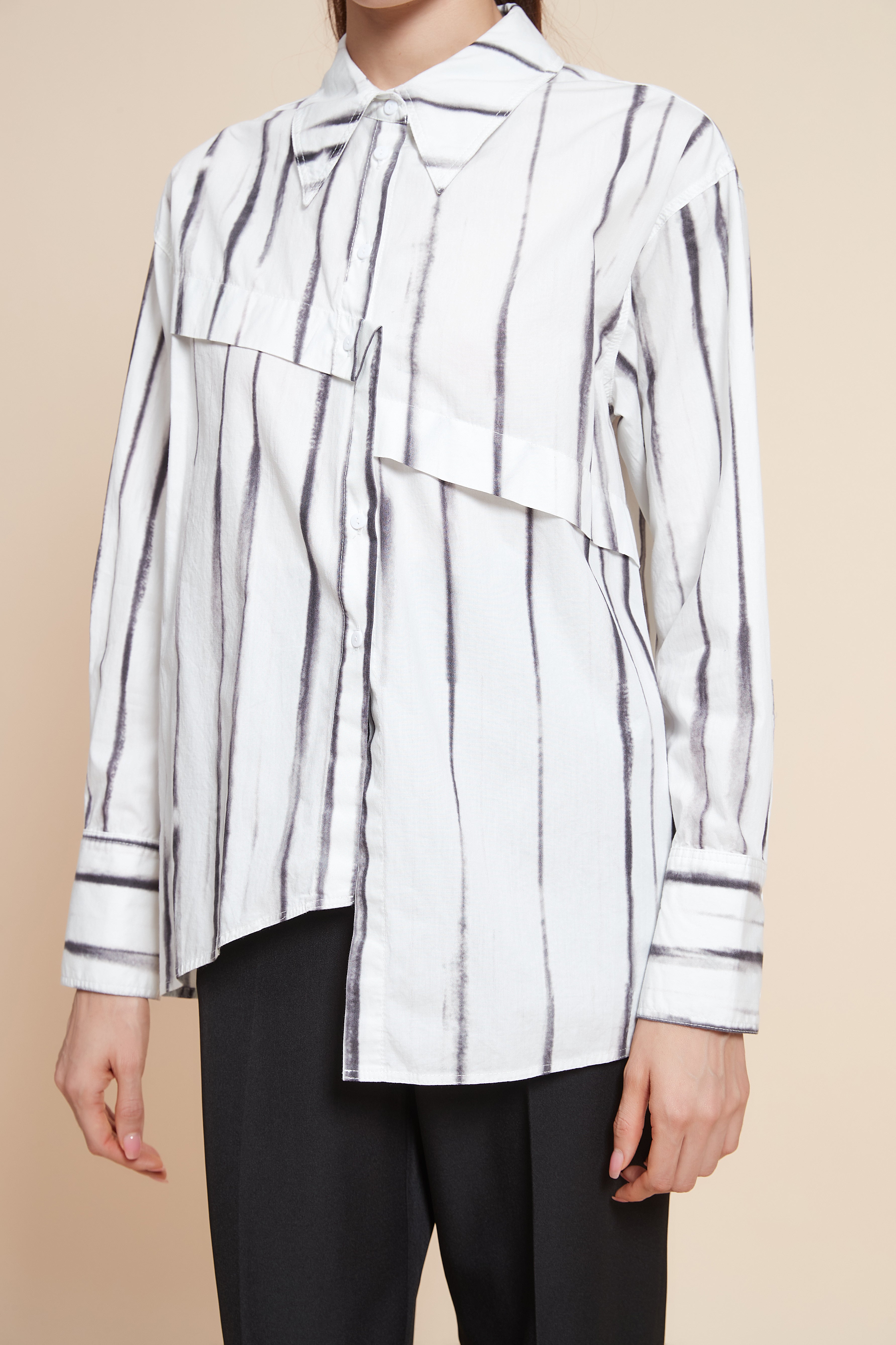 Striped Long Sleeve Mid-Length Shirt