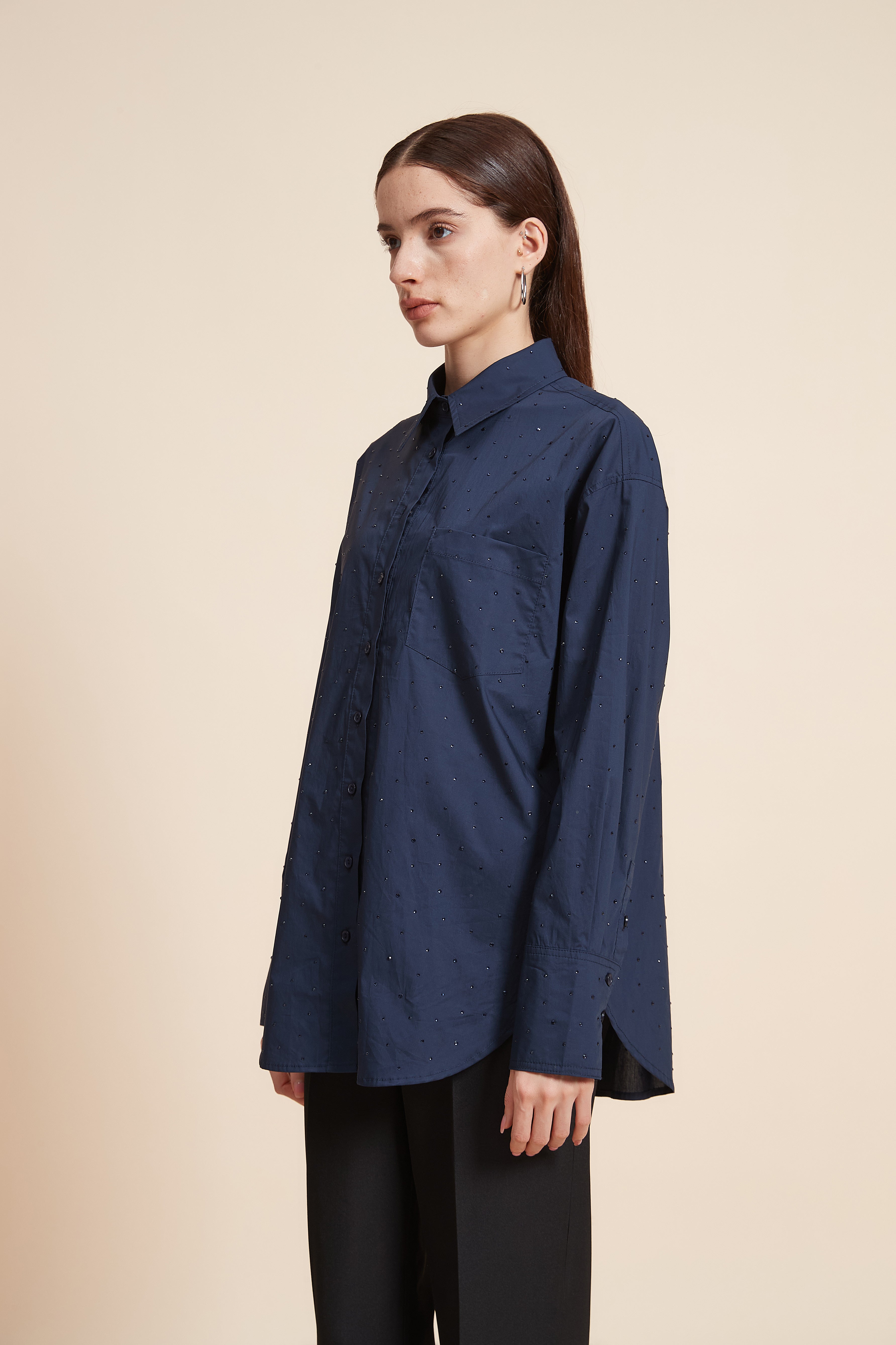 Plain Long Shirt with Long Sleeves