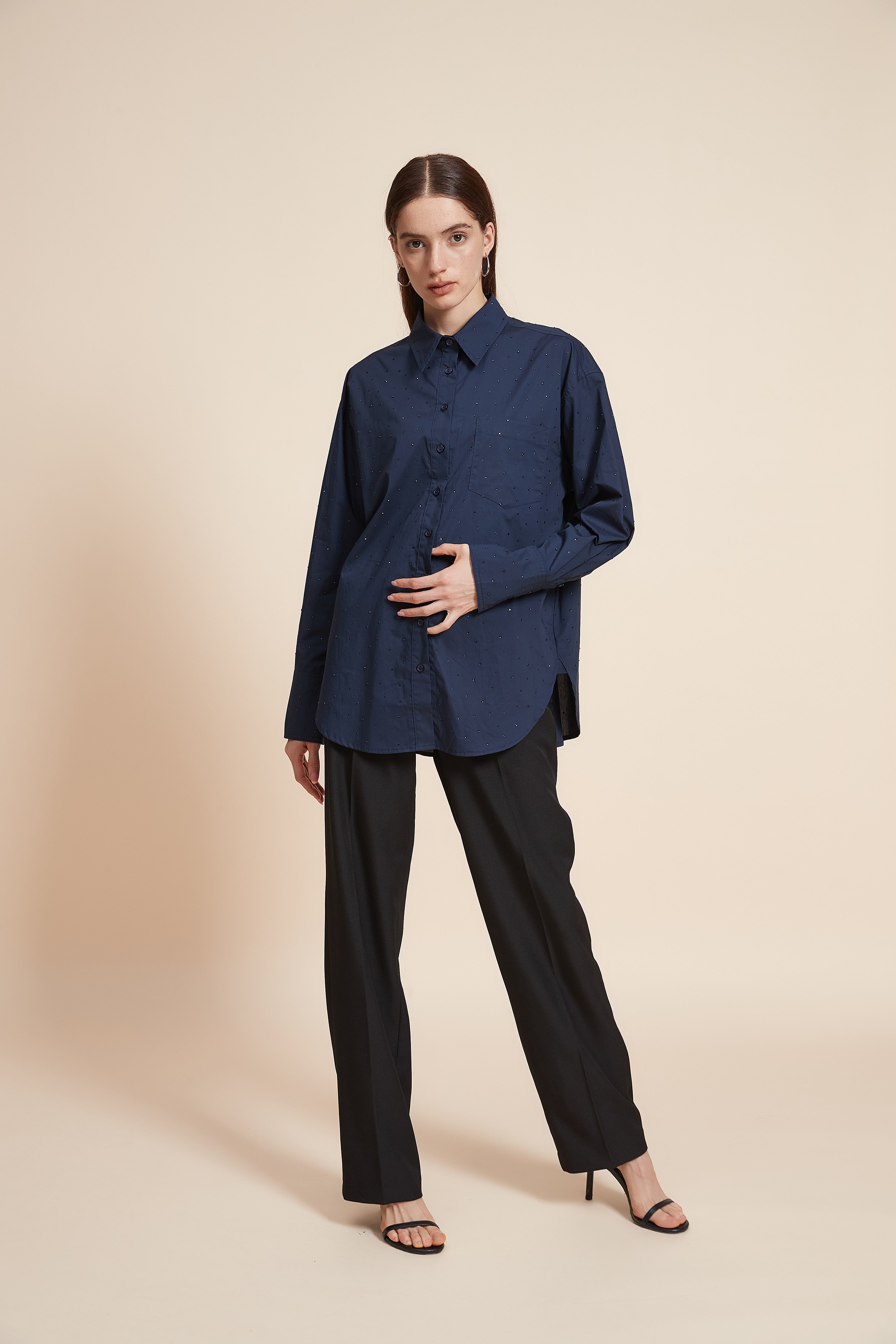 Plain Long Shirt with Long Sleeves