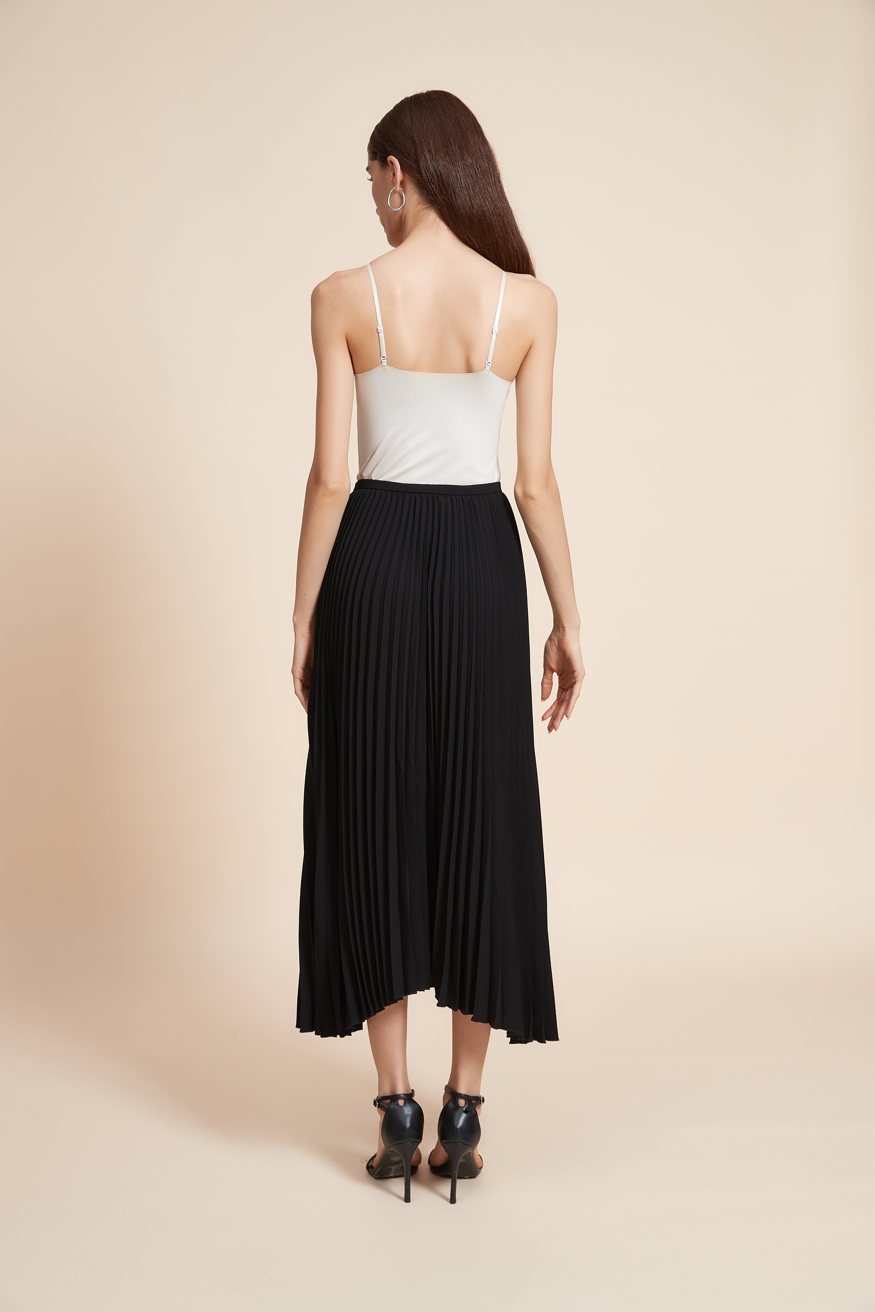 Plain Pleated Midi Skirt
