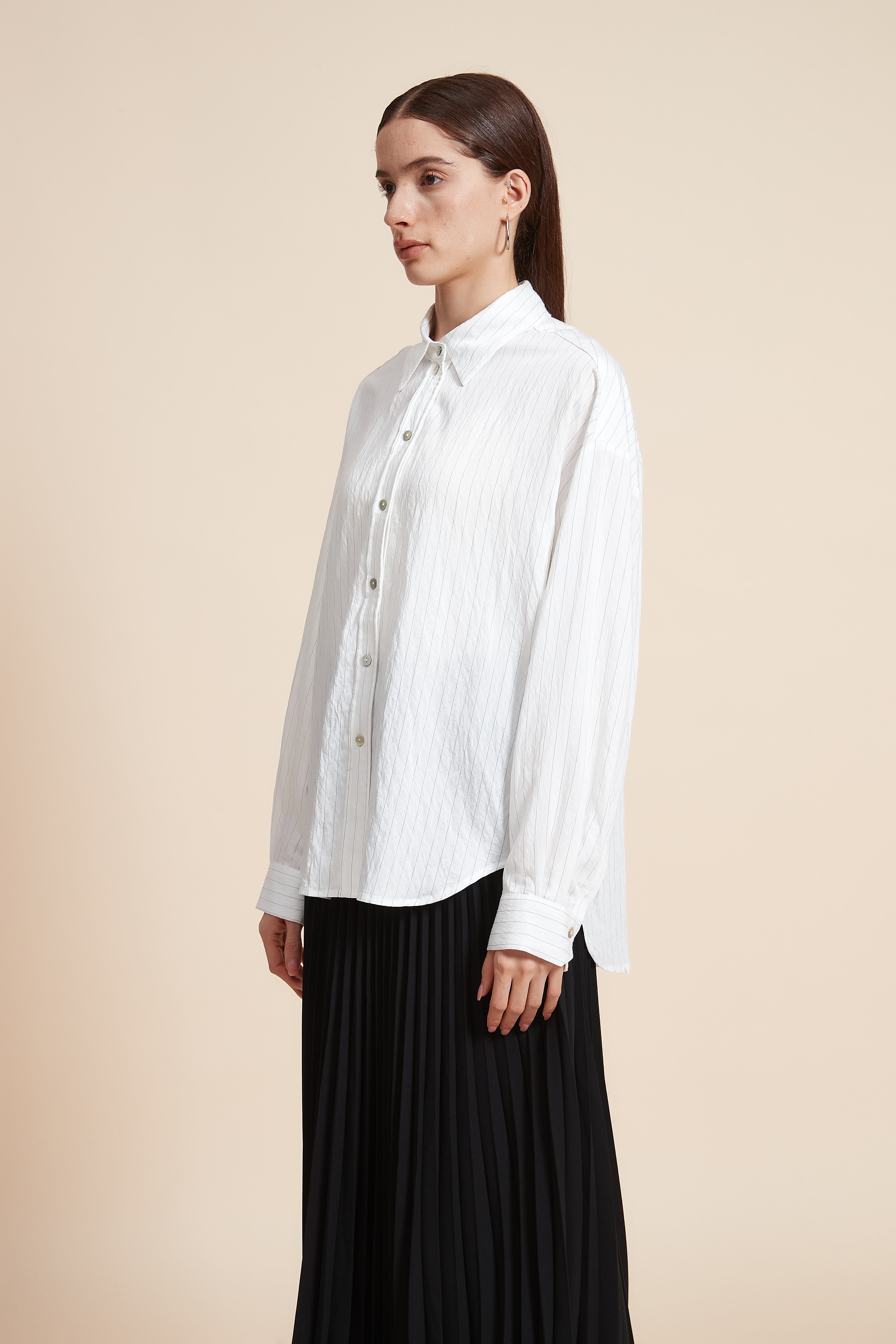 Plain Long-Sleeved Blouse