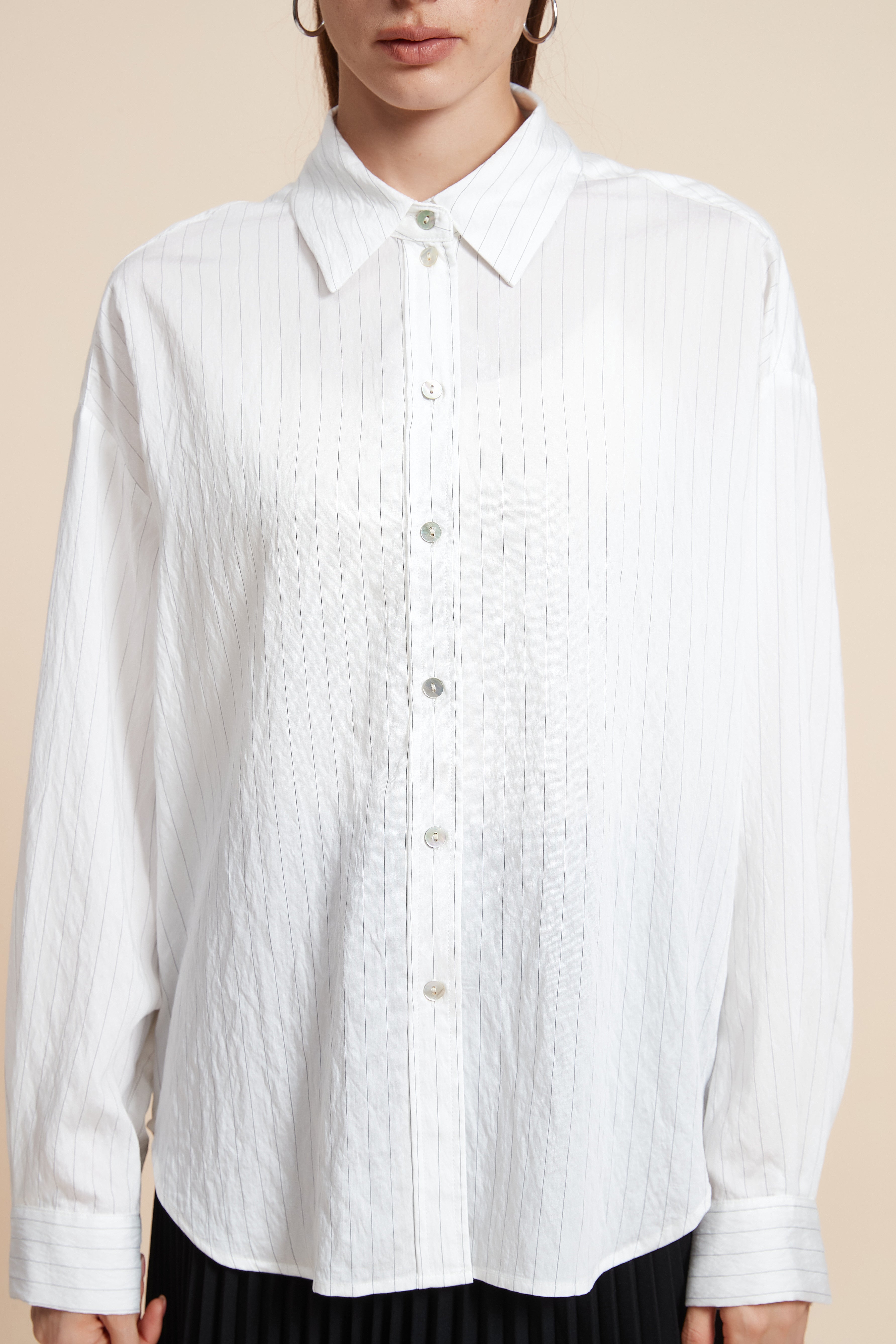 Plain Long-Sleeved Blouse