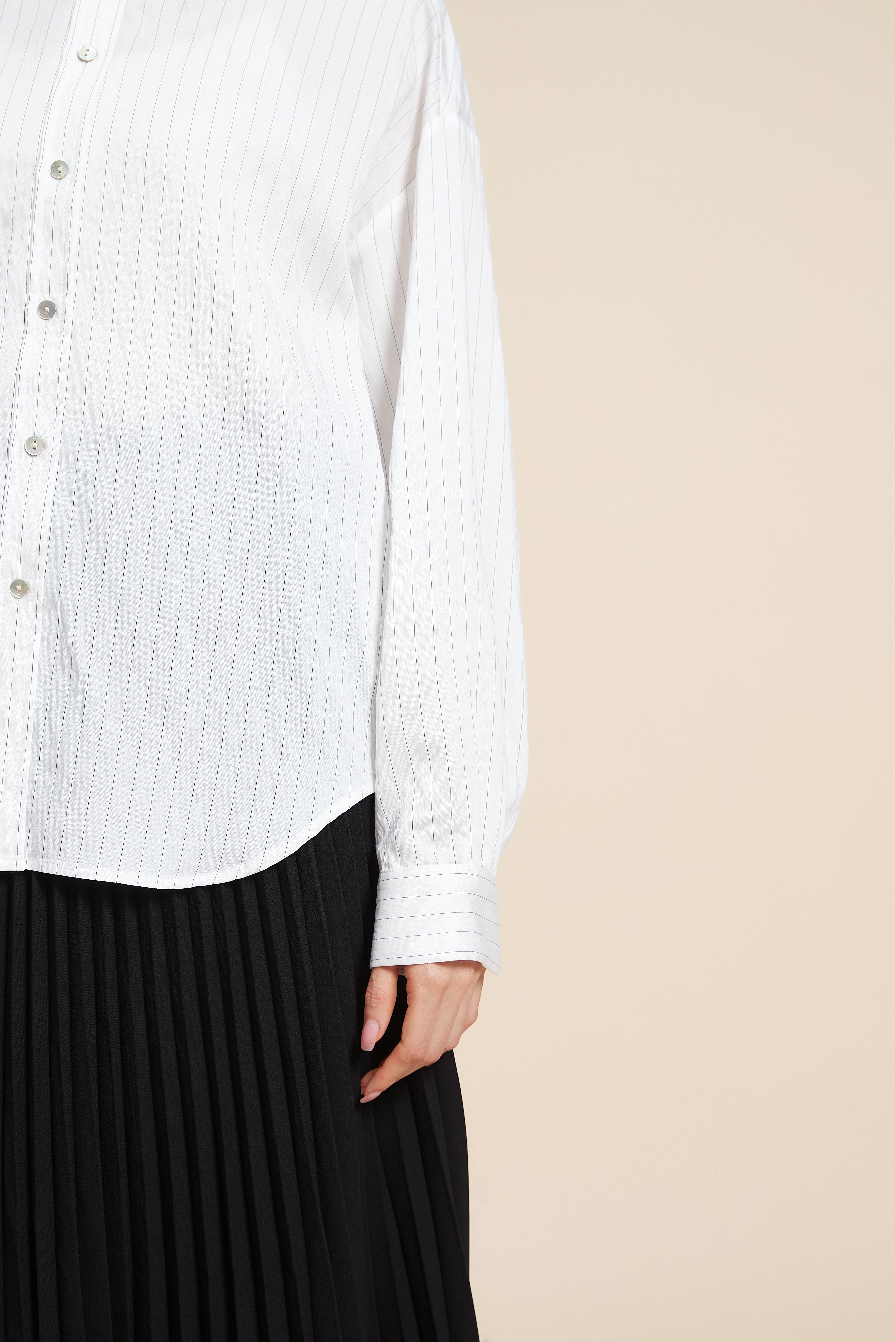 Plain Long-Sleeved Blouse