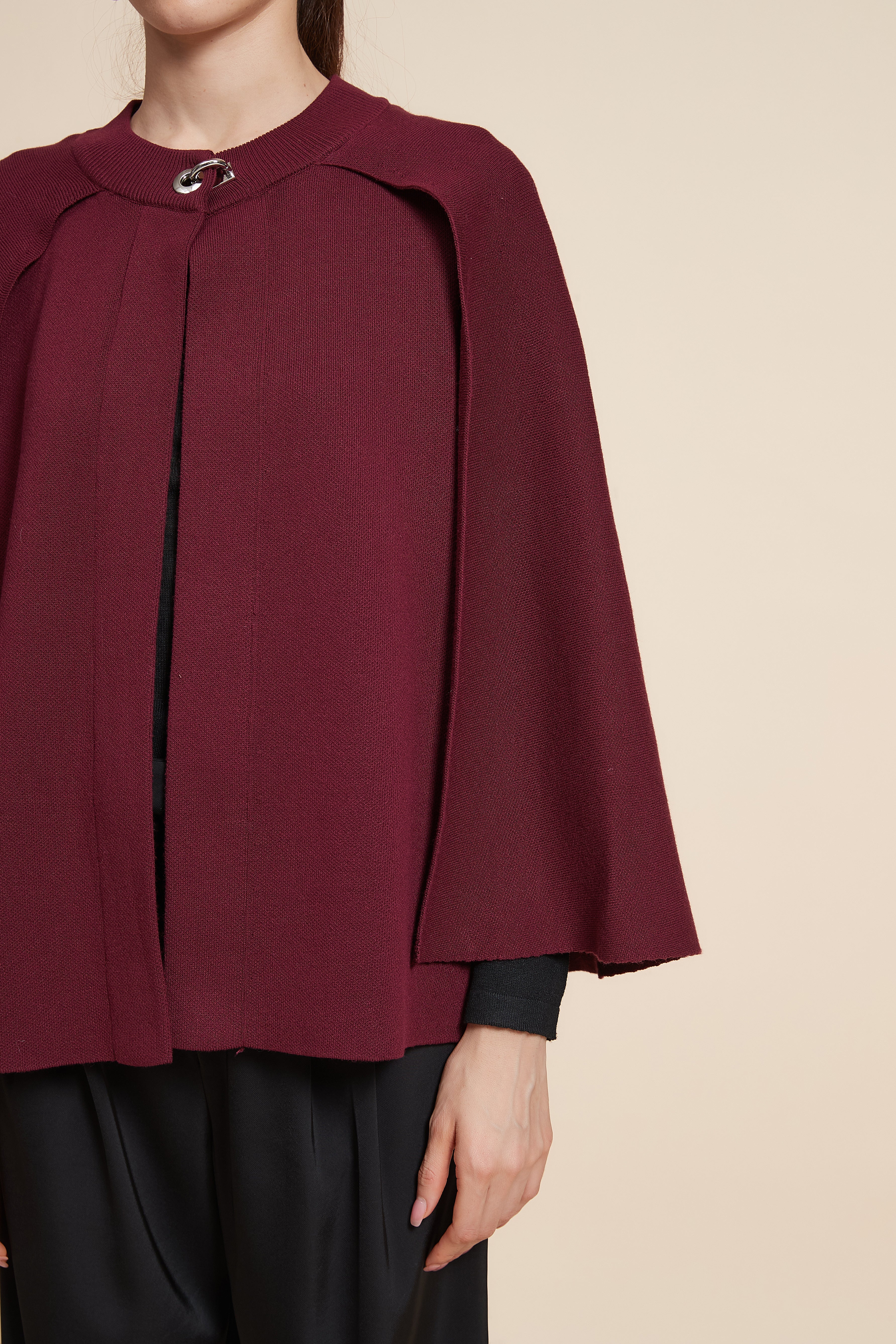 Plain Long Sleeve Midi Cape