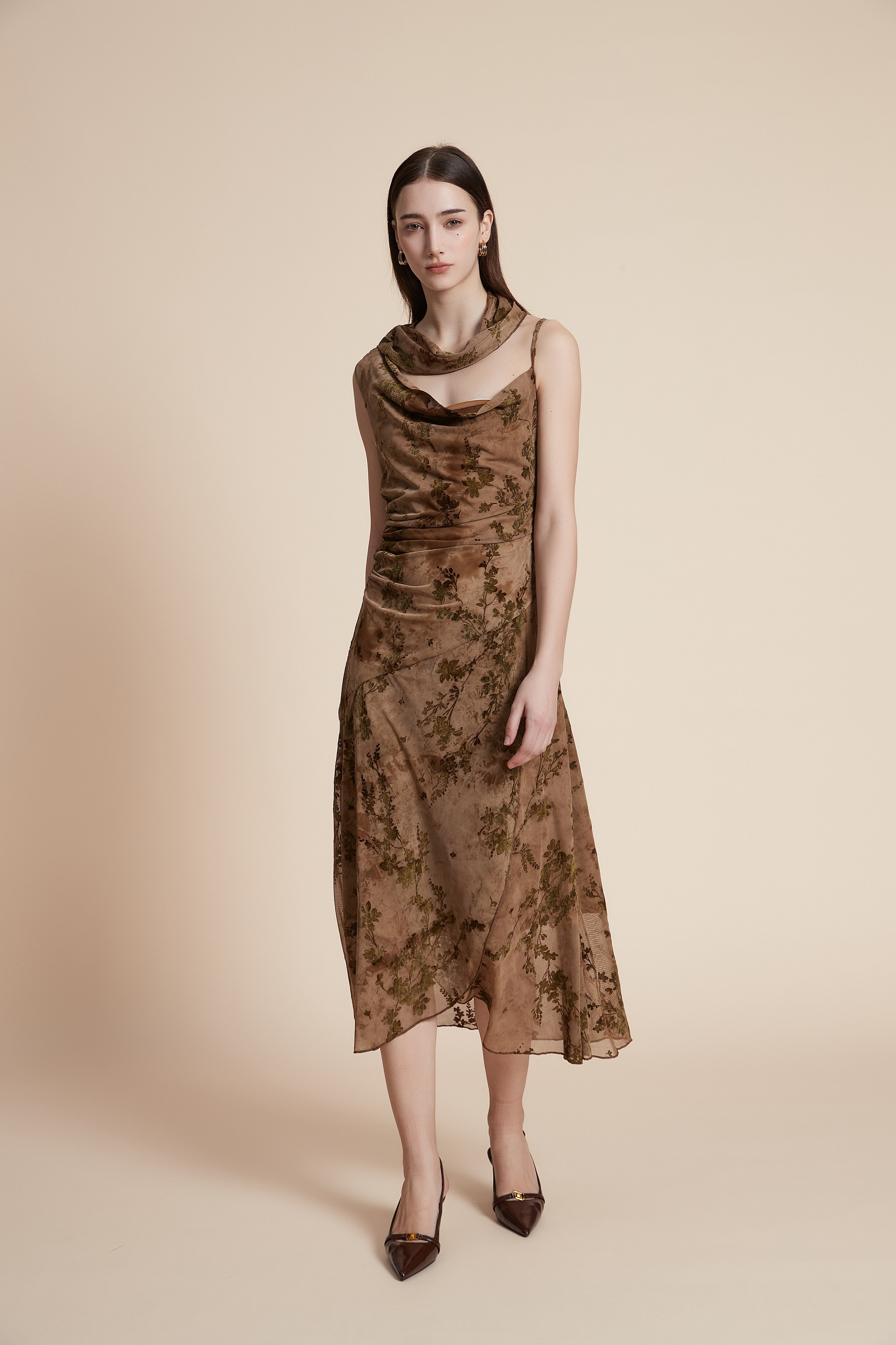 Floral strapless midi dress