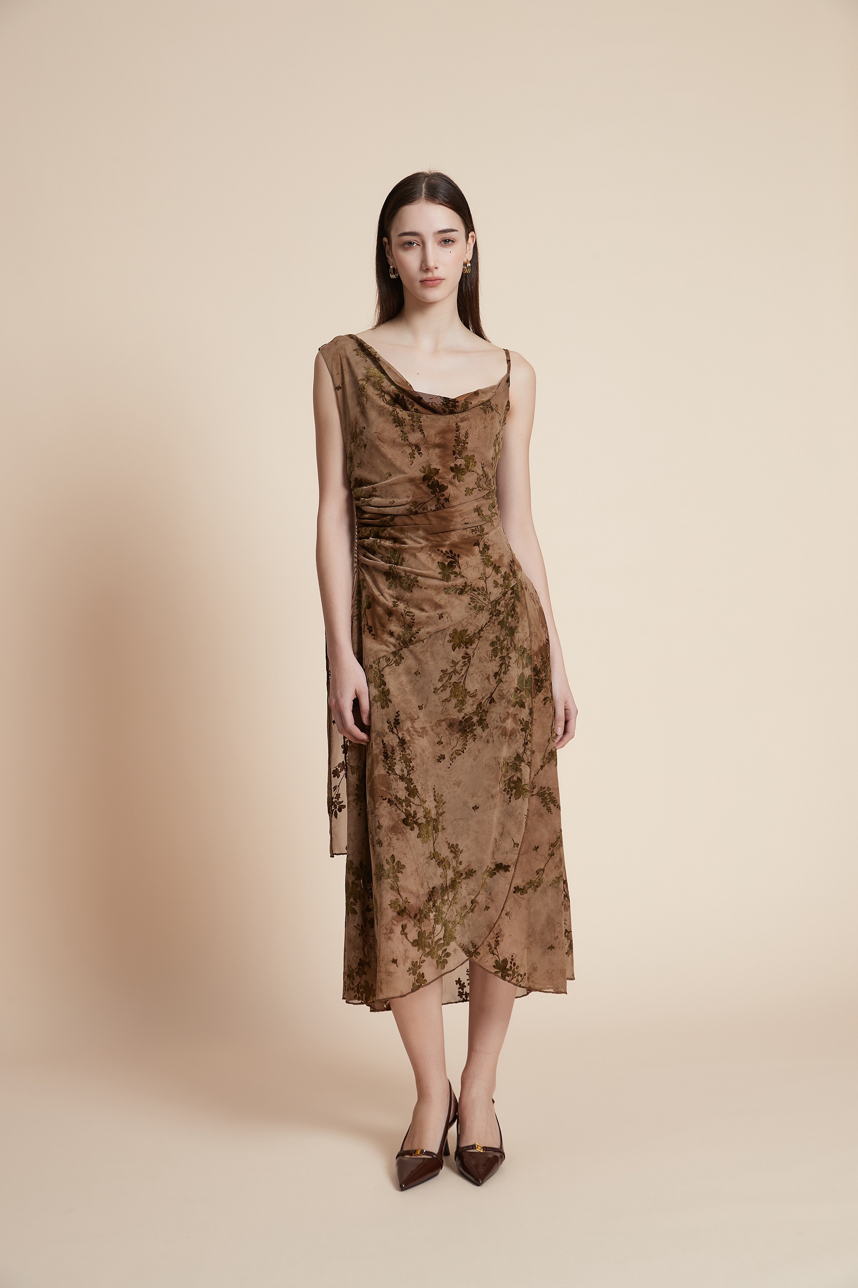 Floral strapless midi dress