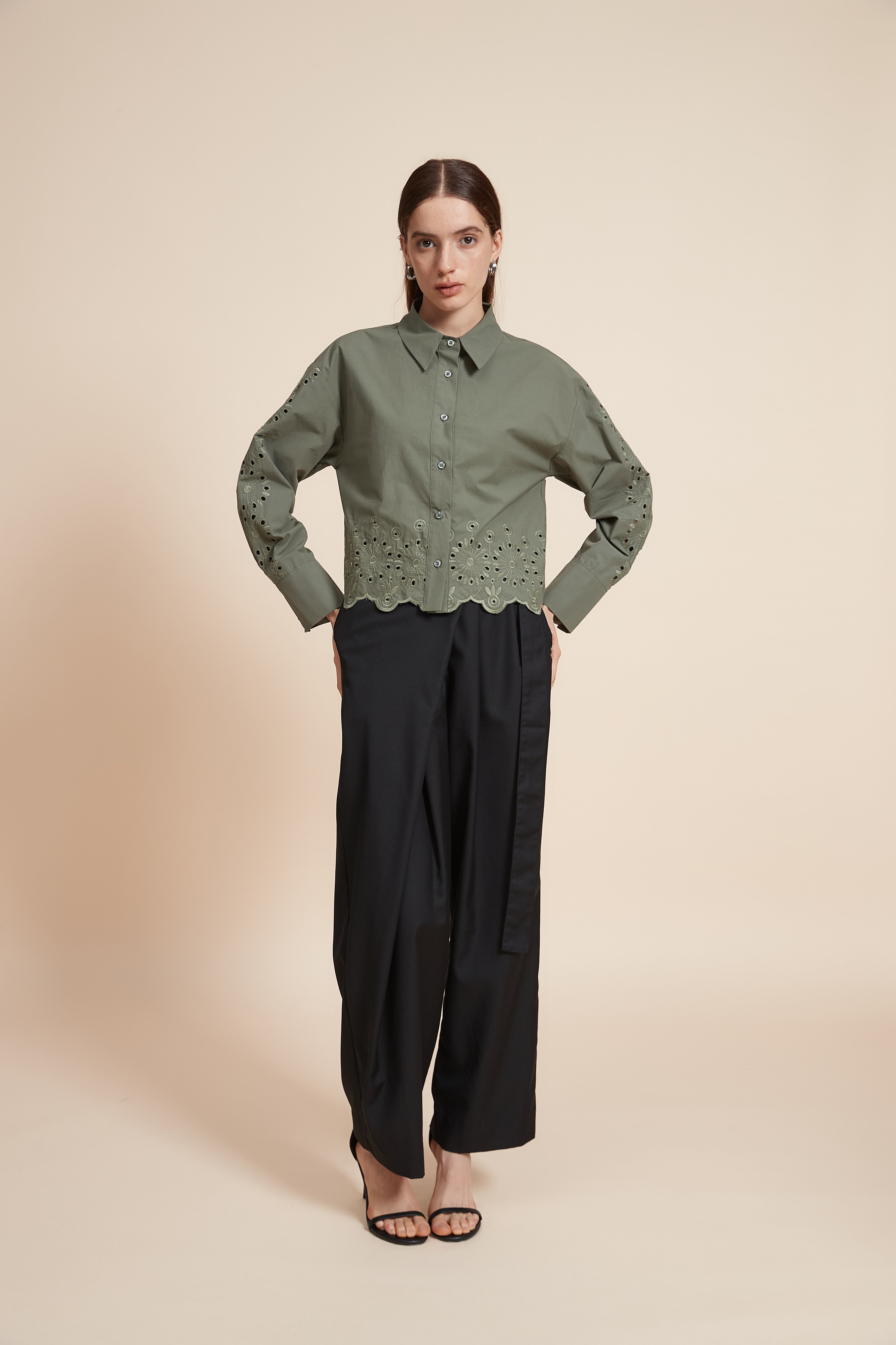 Plain Long Sleeve Short Shirt