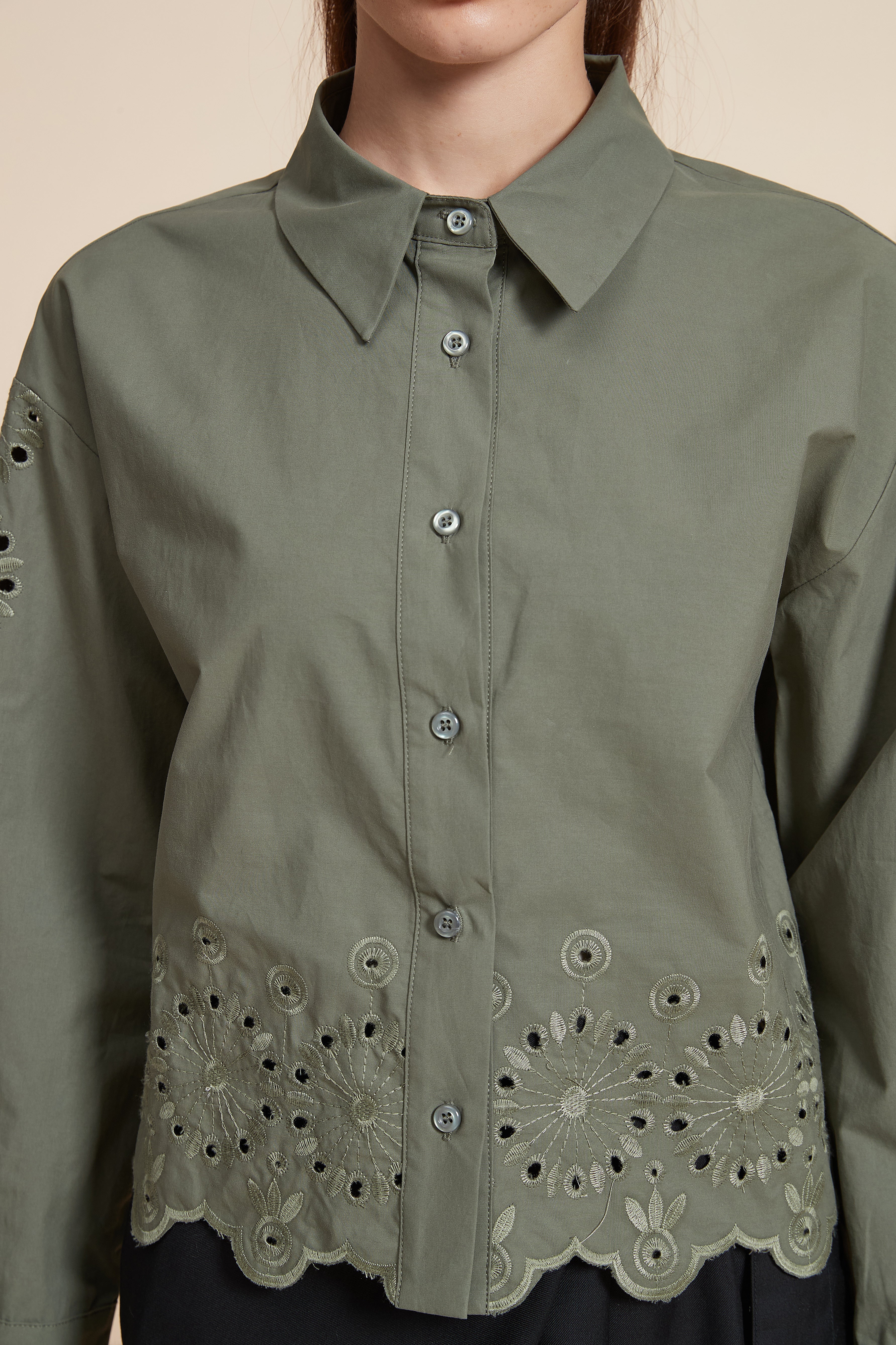 Plain Long Sleeve Short Shirt