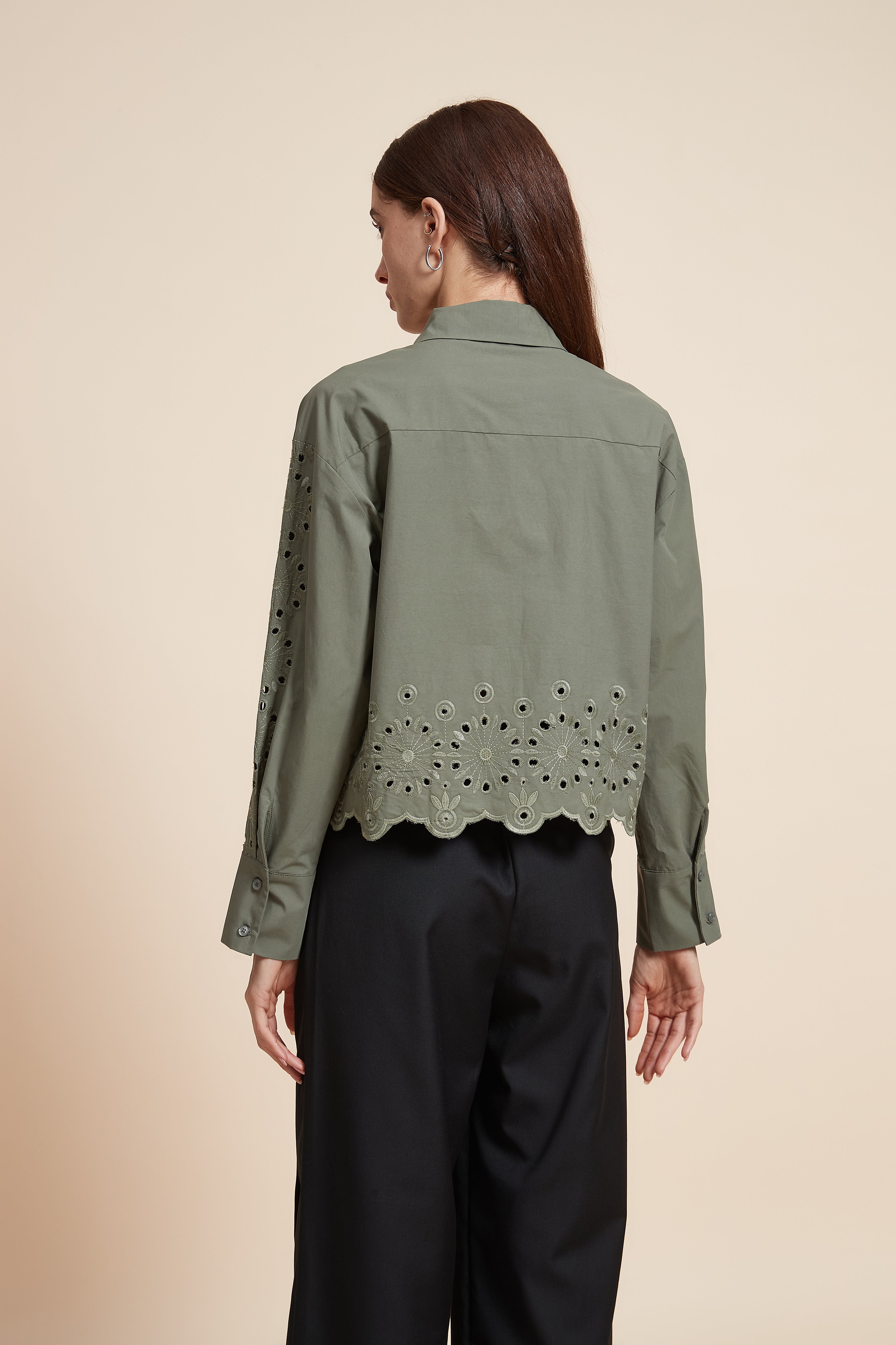 Plain Long Sleeve Short Shirt