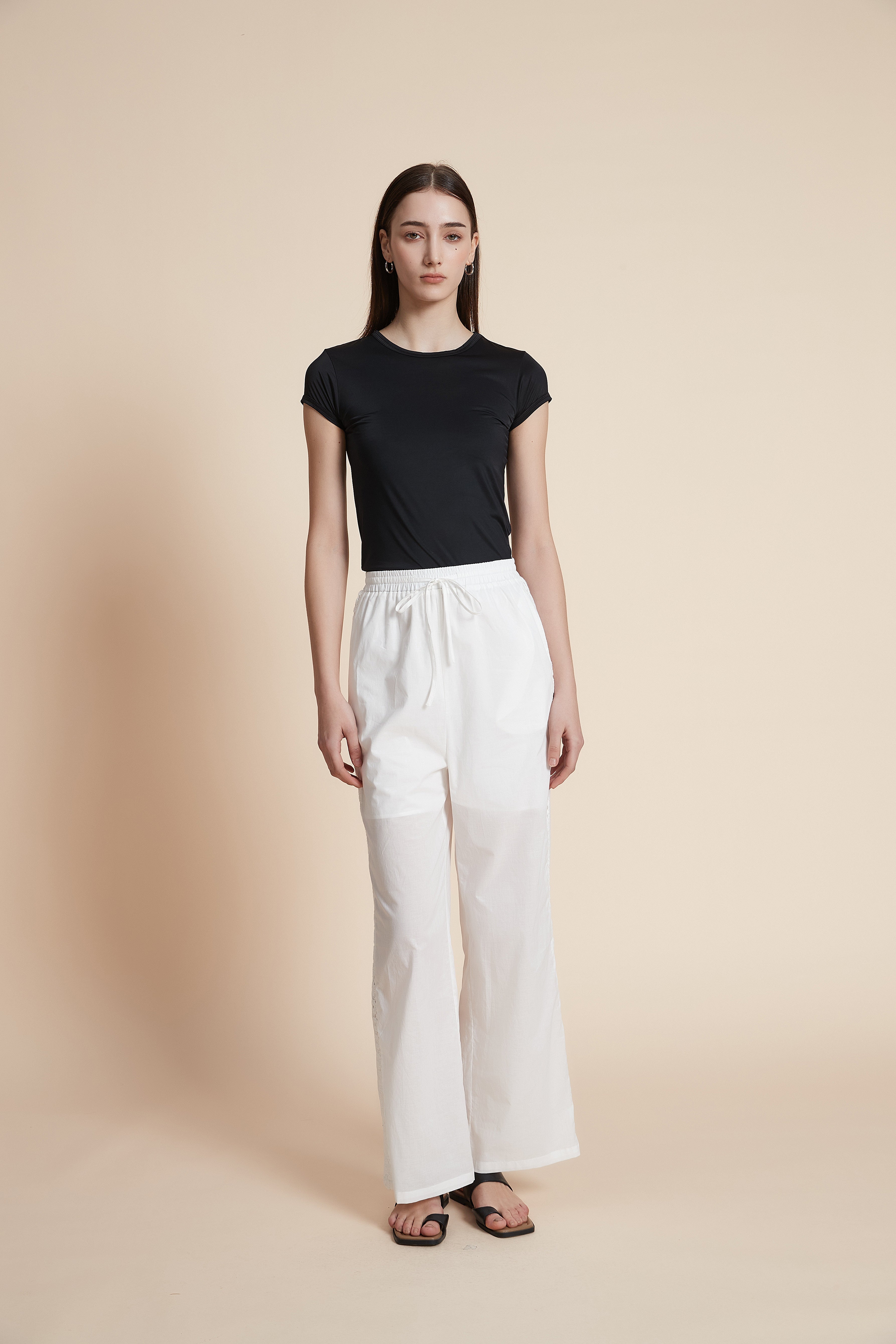 Wide Leg Plain Trousers