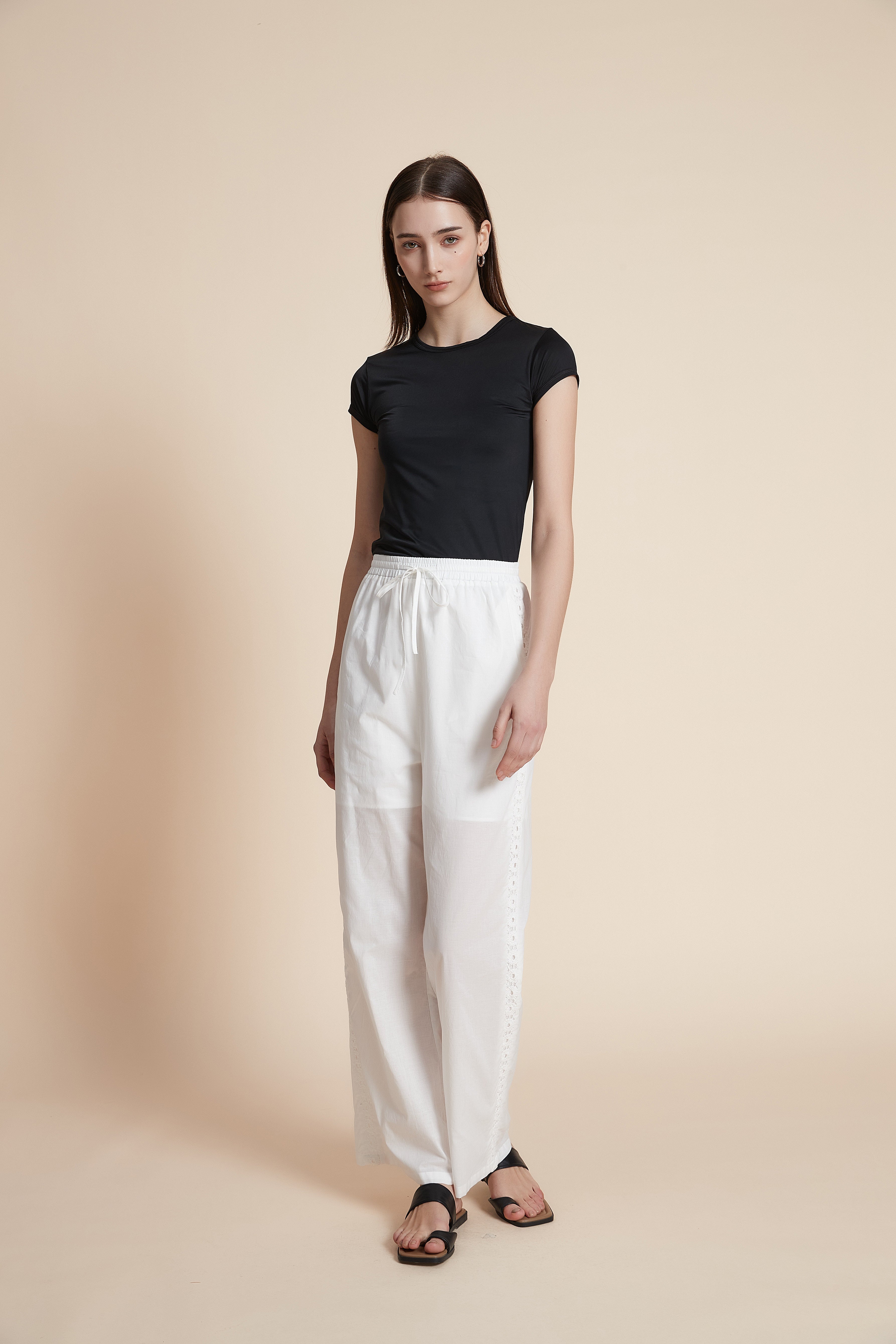 Wide Leg Plain Trousers