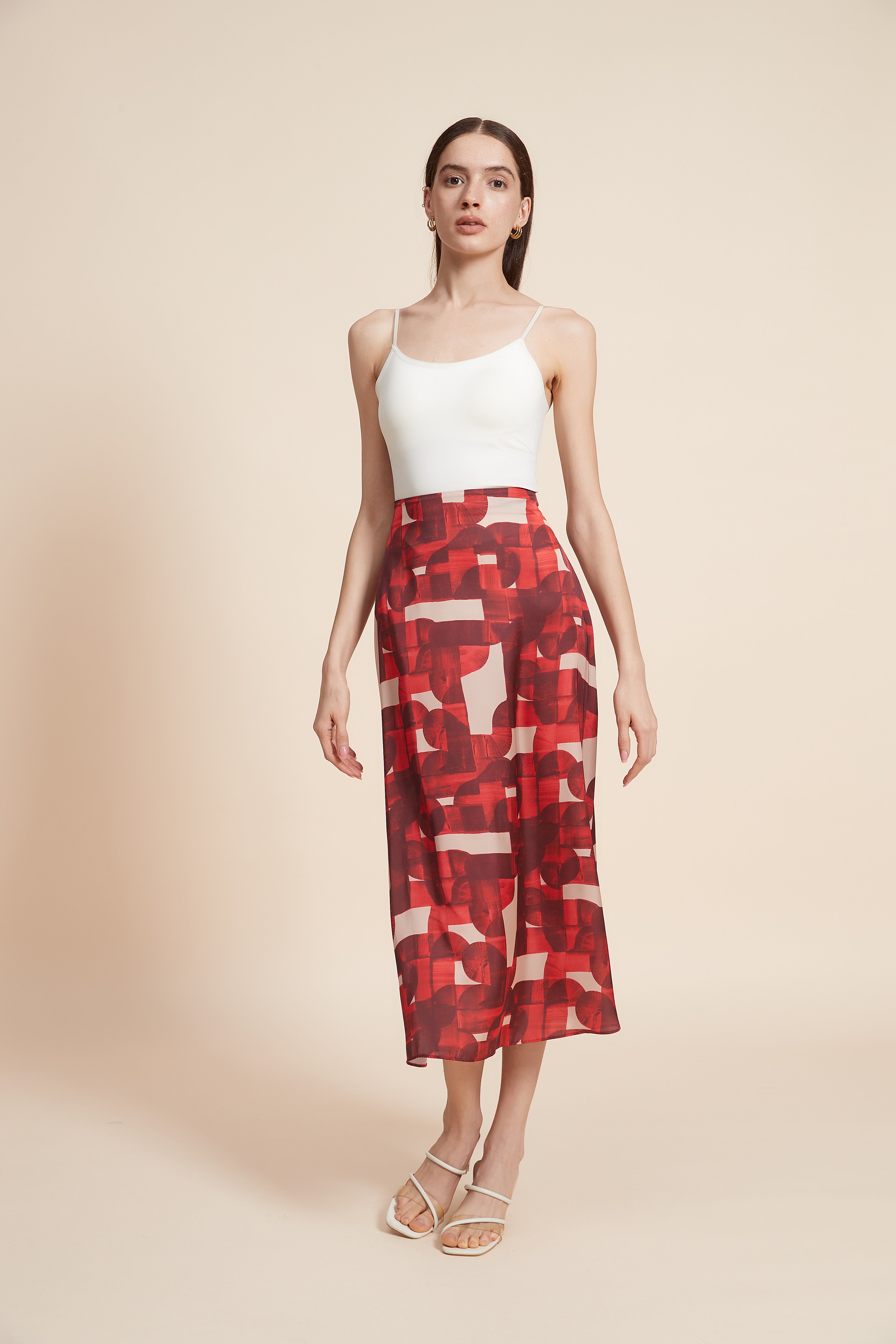 Colorful Midi Skirt with Flared Design