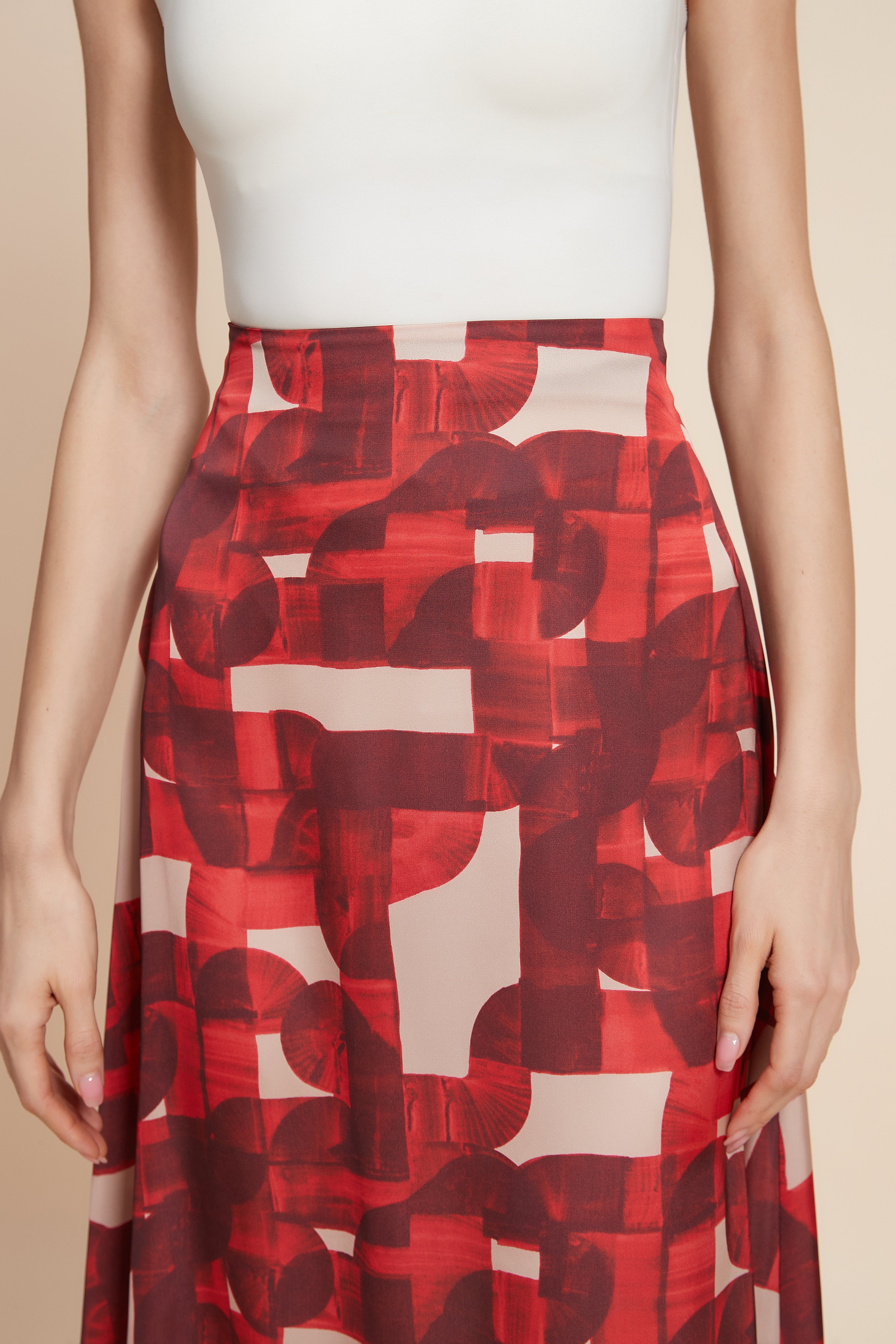 Colorful Midi Skirt with Flared Design