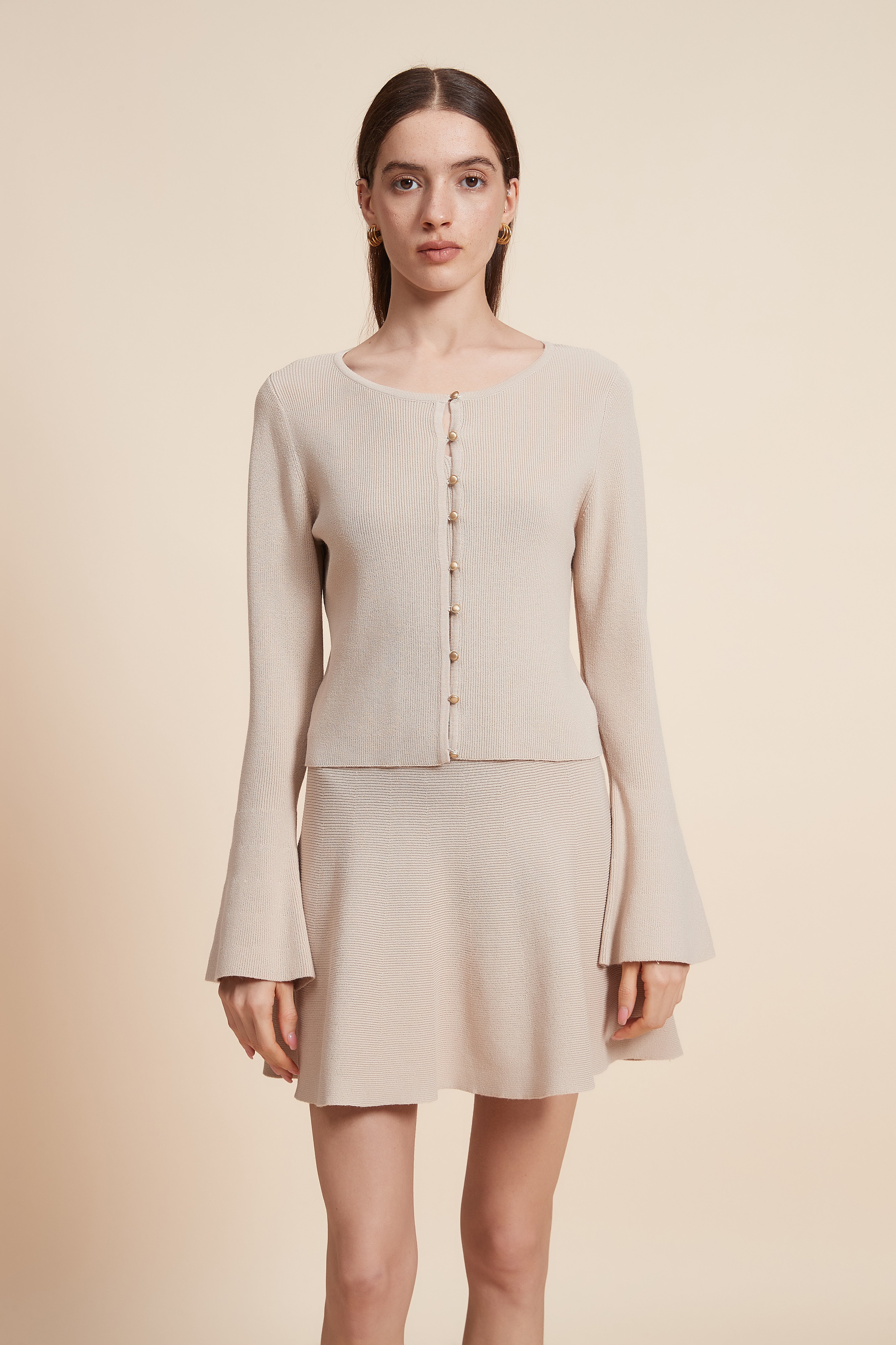 Plain Long Sleeve Short Cardigan