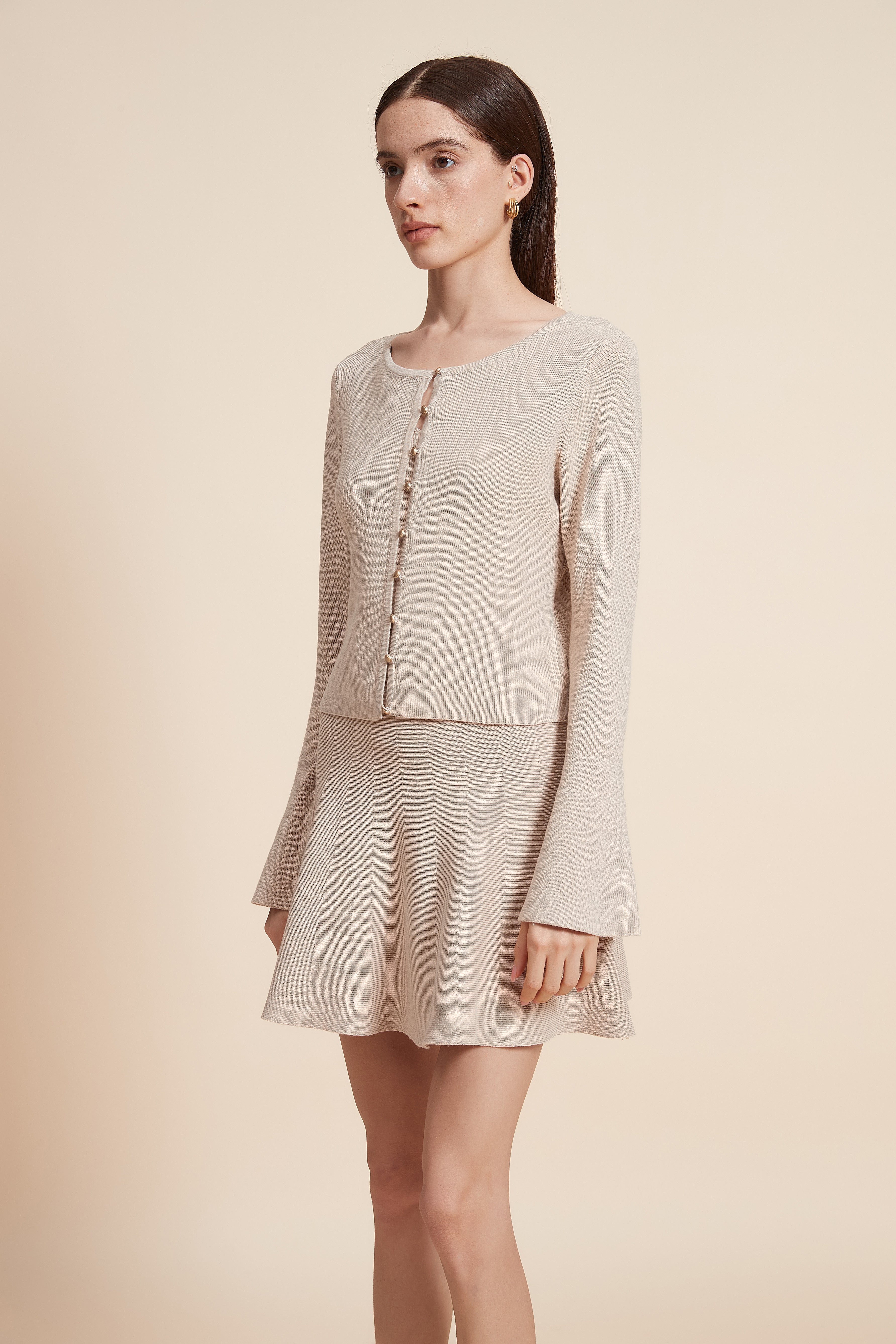 Plain Long Sleeve Short Cardigan