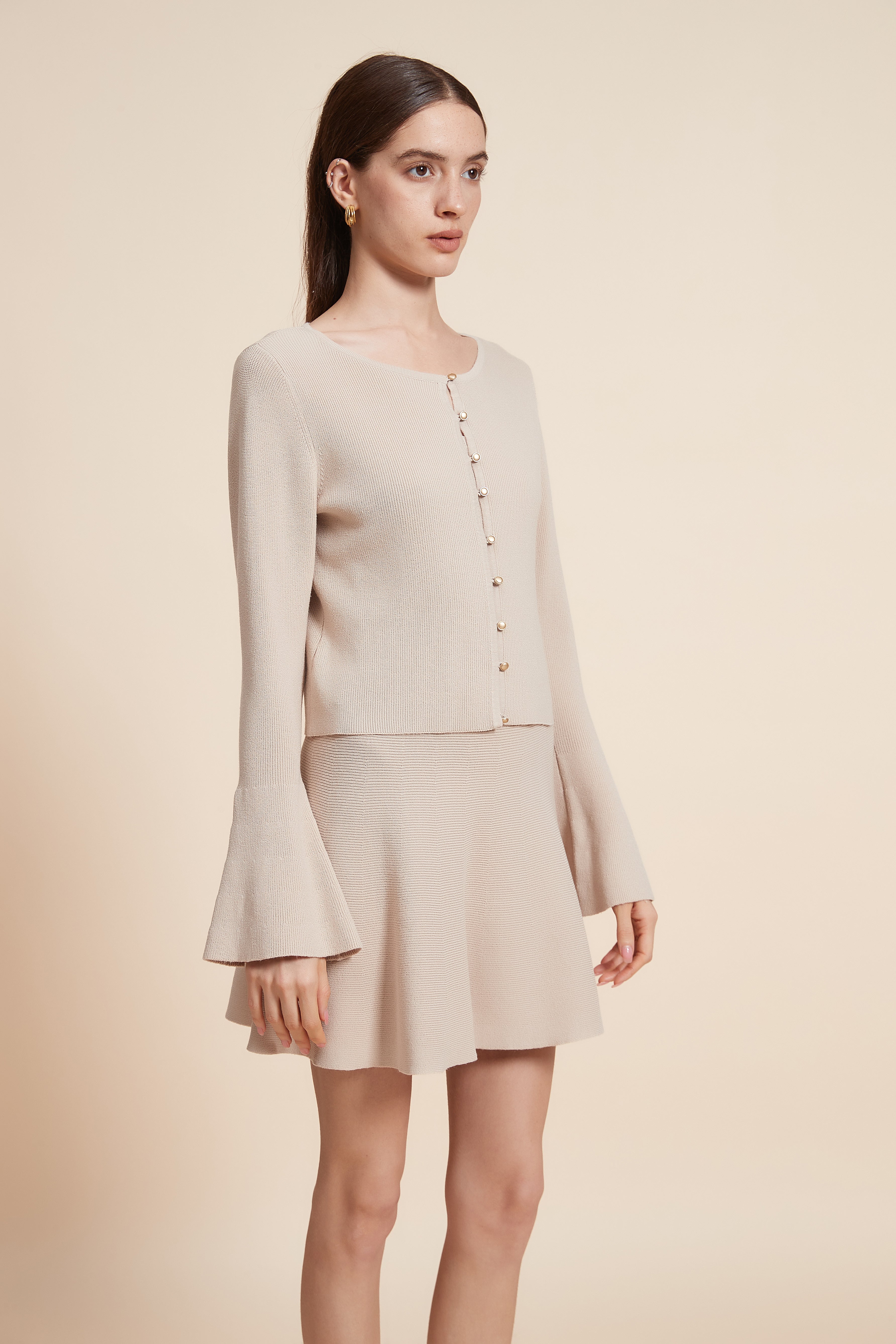 Plain Long Sleeve Short Cardigan