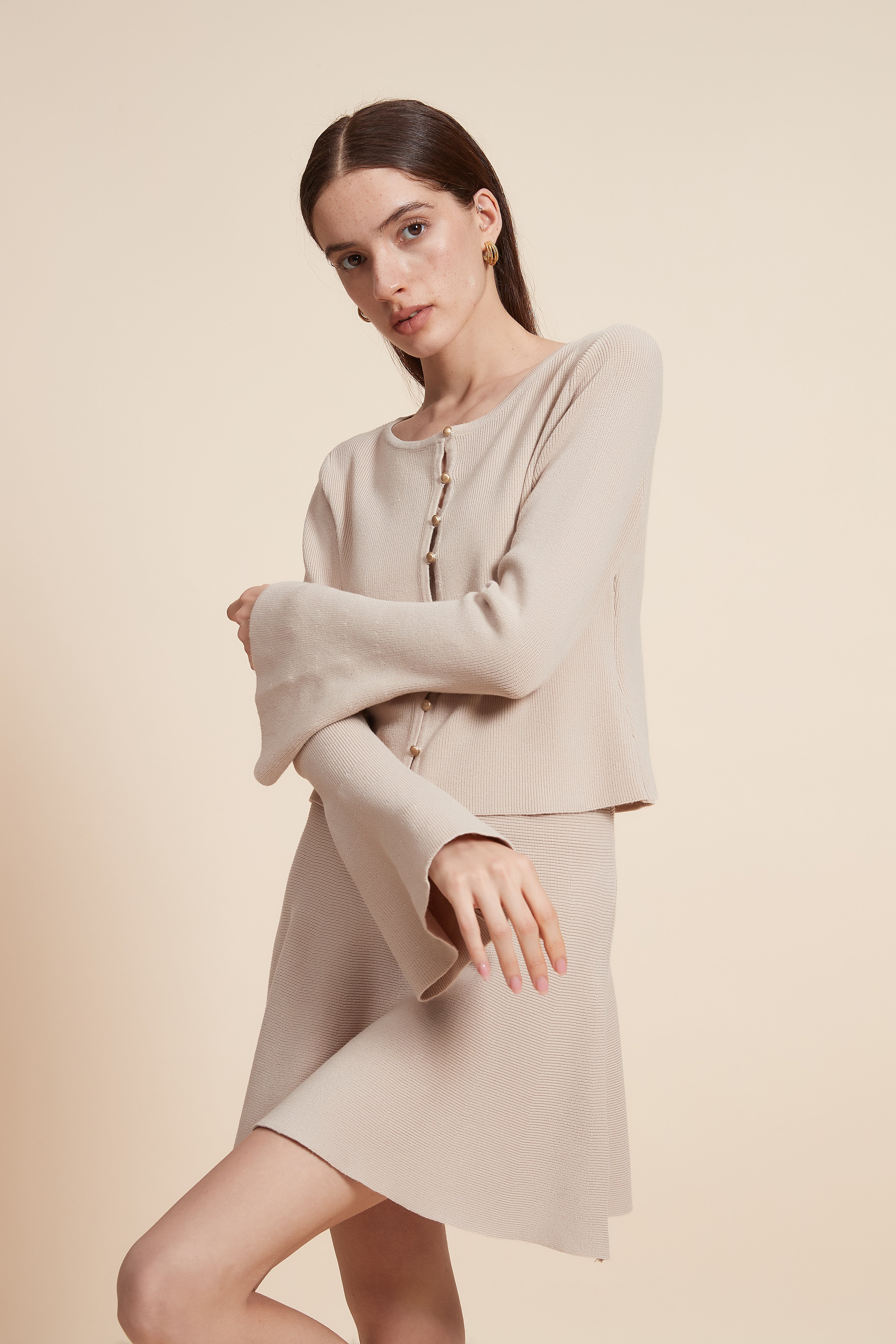 Plain Long Sleeve Short Cardigan